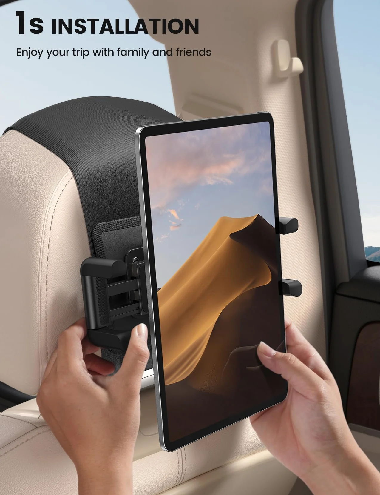 Lamicall 2 Sztuki Uchwyt na Tablet do Samochodu na Zagłówek Składany Gruby Zacisk 360° Obrotu dla iPad Pro Air Mini 6,1-13"