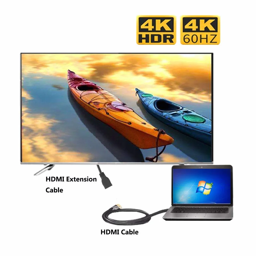 Przedłużacz HDMI 4K 2 m, kabel przedłużający HDMI o wysokiej prędkości 4K przy 60 Hz (męski do żeński) kompatybilny z Xbox One, PS5, PS4, Roku TV Stick, odtwarzaczem Blu Ray