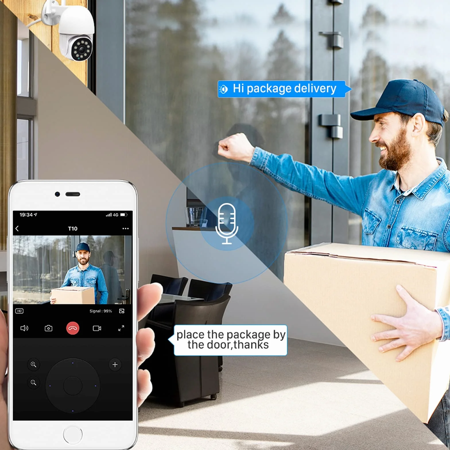 Kamera IP 3MP z 4-krotnym zoomem, WiFi Tuya Inteligentne automatyczne śledzenie domowej kamery bezpieczeństwa, kolorowy noktowizor zewnętrzny wodoodporny nadzór,Camera