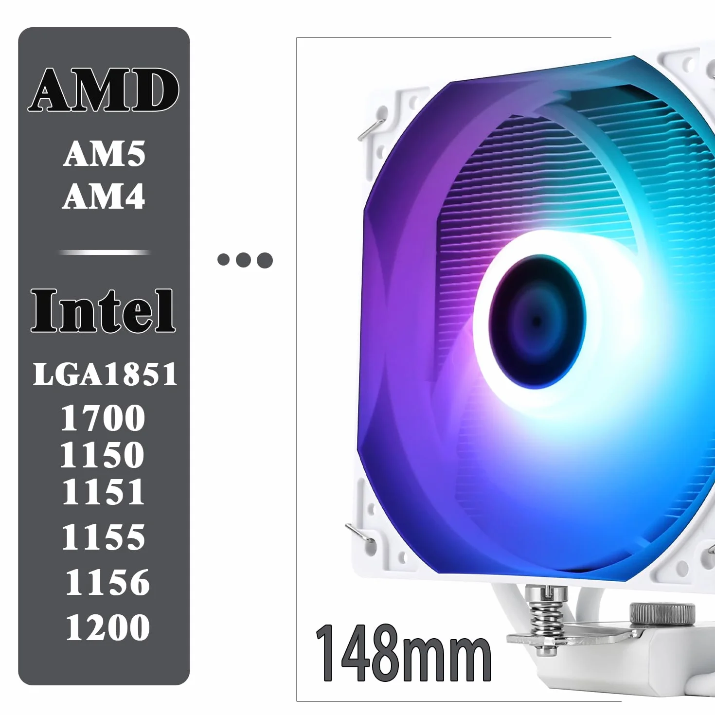 Thermalright Assassin X 120R SE White ARGB CPU Cooler, 4 Heat Pipes, 120mm Silent Fan, AMD AM4 AM5, Intel LGA1851/1700/115x/1200