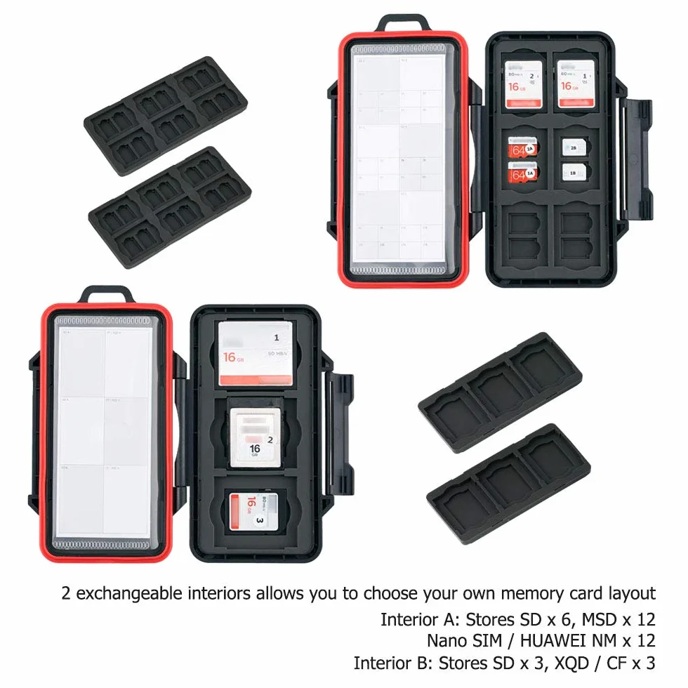 PROfezzion 48 Przegródek na Karty SD, Etui na Karty Pamięci, Odporny na Wstrząsy Organizer do SDXC SDHC Micro SD/CF XQD Nano Sim Huawei Nano Memory TF CompactFlash