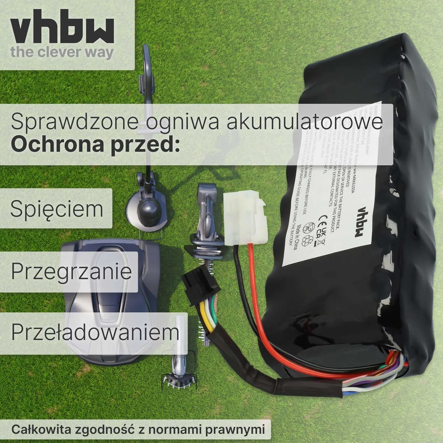 vhbw Akumulator do kosiarki Robomow RS615 Pro RS615U RS625 Pro 6000 mAh 25,6 V litowo-jonowy
