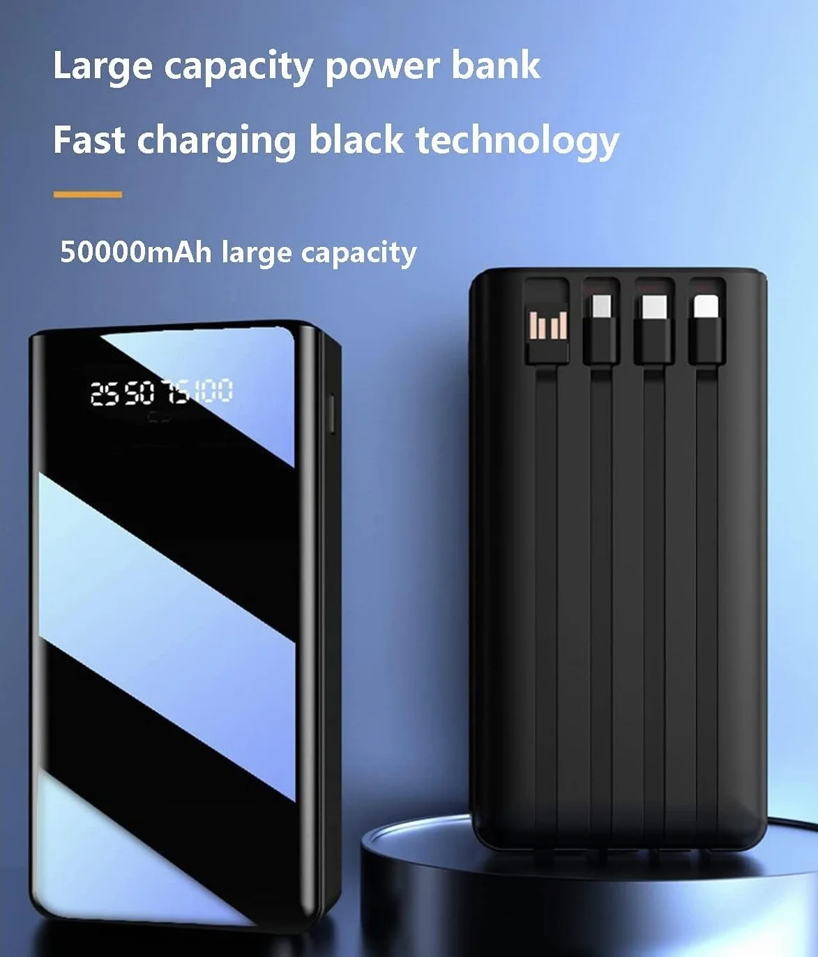 Przenośna ładowarka Power Bank 50000mAh ogromna pojemność akumulator wbudowany kabel ładujący może ładować 7 urządzeń jednocześnie do smartfonów, tabletów, konsol do gier (czerwony)