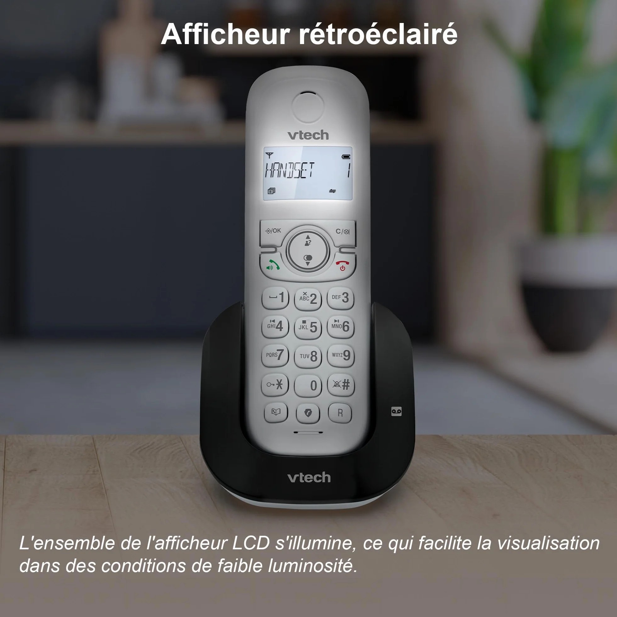 VTech CS1551 Bezprzewodowy telefon DECT z 2 słuchawkami z ładowarką, automatyczną sekretarką, blokadą połączeń, identyfikatorem dzwoniącym/połączenia oczekującego, głośnikiem, podświetlanym ekranem i