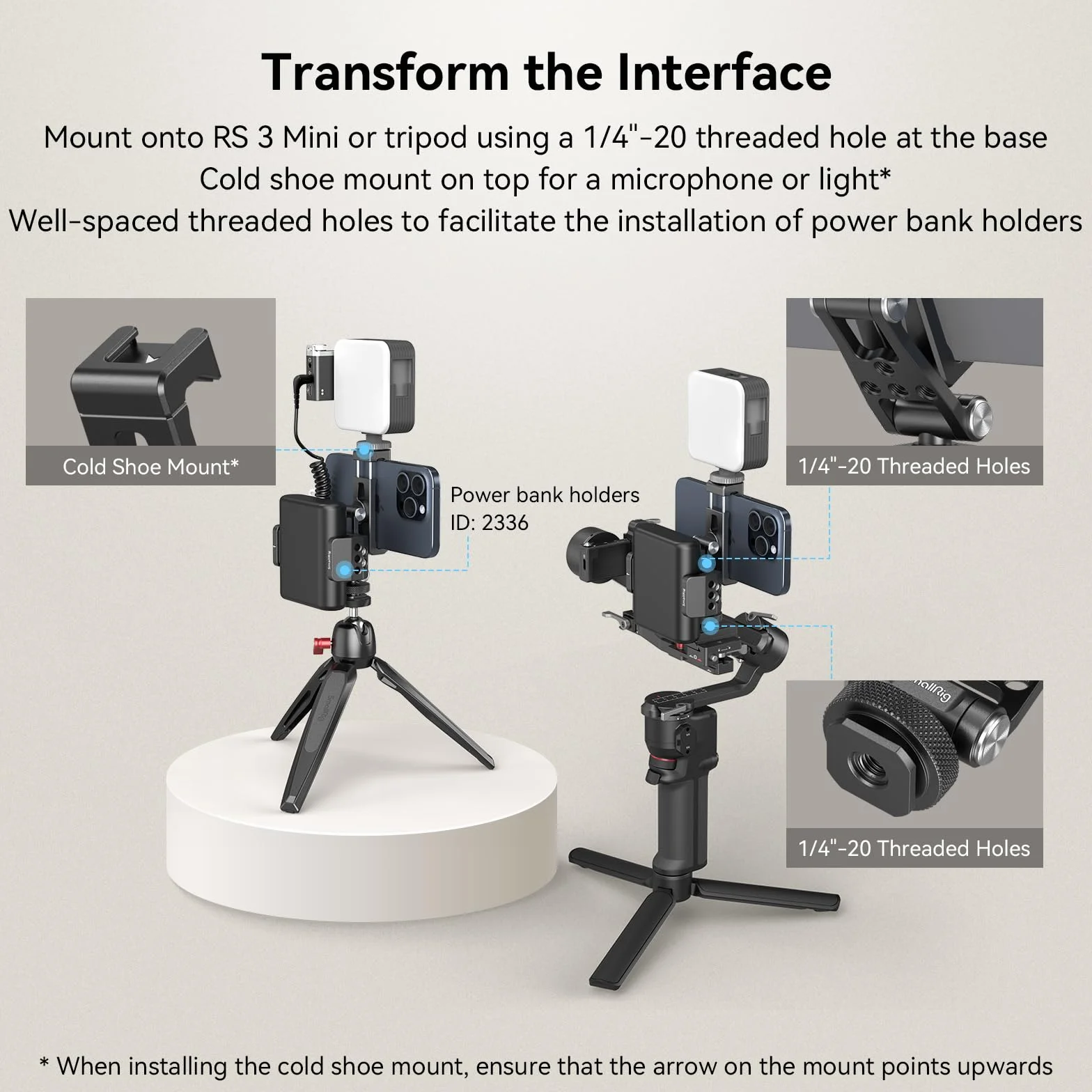 SMALLRIG Metal Phone Support with Cold Shoe Mount, Uniwersalny Adapter do Mocowania Telefonu Komórkowego z Możliwością Swobodnej Regulacji, Uchwyt do Statywu Telefonu dla iPhone 15/14-4382