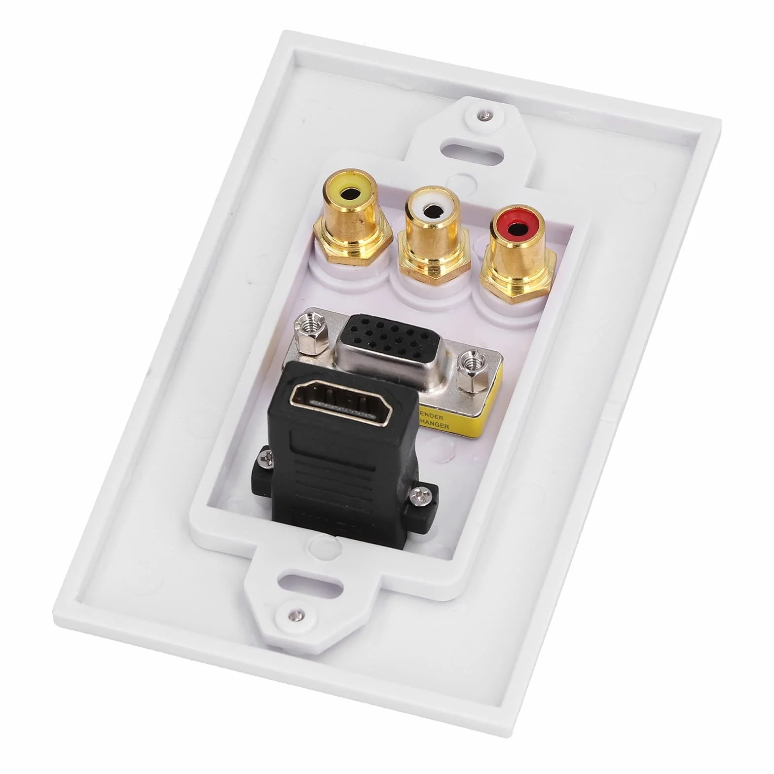 Hdmi Z Gniazdem Kompozytowym Combo Płyta Ścienna Home Tv Av Outlet Audio Video Płyta Ścienna Panel Osłony Twarzy (1 Hdmi + 3 + 1 Vga),Przełączniki I Gniazda I Akcesoria