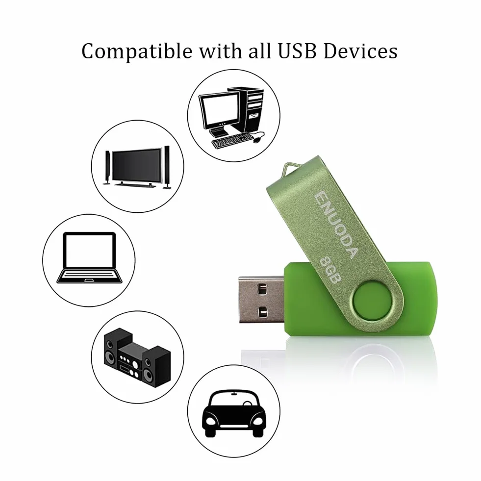 ENUODA Pamięć USB 8 GB 5 Sztuki USB 2.0 Pendrive Metalowa Obrotowe Dyski Kciuki Napęd (5 Mieszany Kolor: Zielony Fioletowy Czerwony Czarny Niebieski)