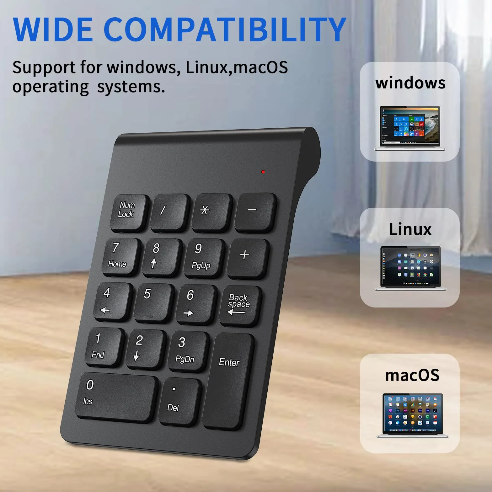 cimetech Bezprzewodowa klawiatura numeryczna, przenośna 2,4 G, ergonomiczna mini klawiatura numeryczna z odbiornikiem USB, 18 przycisków, bloki numerów biurowych do laptopa, notebooka, komputera