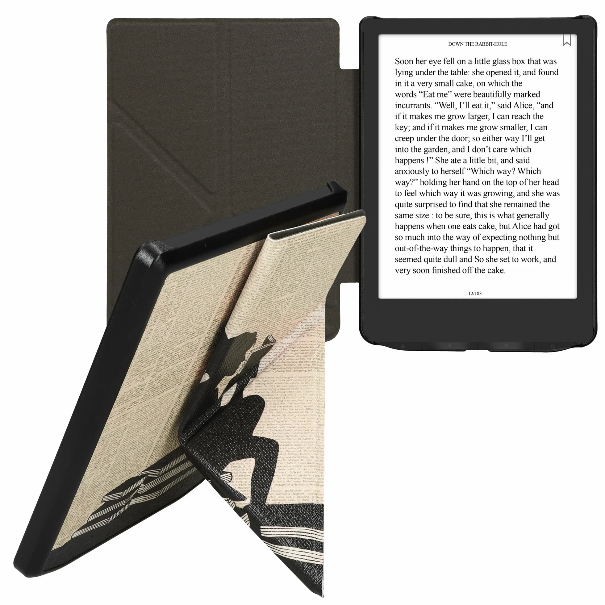 kwmobile Etui kompatybilne z Pocketbook Verse/Verse Pro/Verse Color - Magnetyczne etui origami na e-book czytnik czarny/beżowy