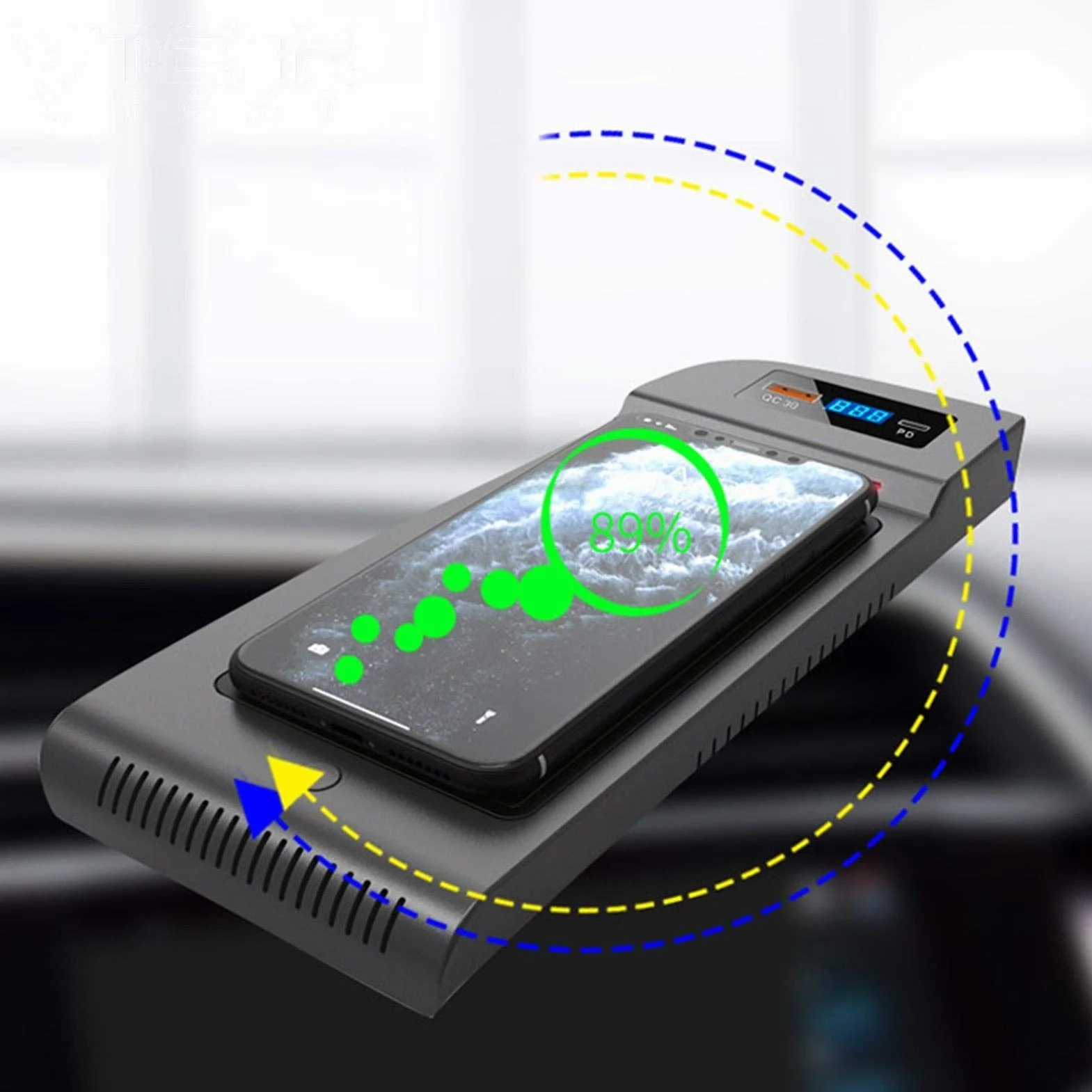 Ładowarka bezprzewodowa QI do samochodu, Toyota, Alphard Akcesoria Modyfikacja wnętrza 15 W Szybka płytka ładująca telefon 2018 2019 2020 Panel ładowania bezprzewodowego pojazdu(Three Coil 10WR
