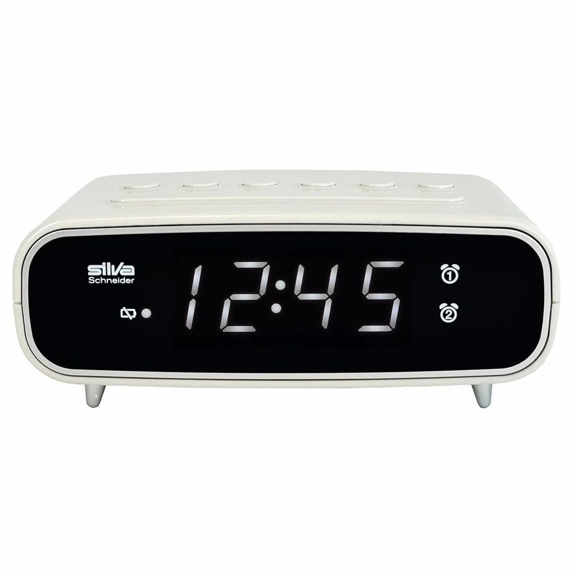 SILVA Schneider UR 1024 radio do zegarka z funkcją budzika, 2 czasy budzenia, powtarzanie budzika, timer zasypiania, wskaźnik LED, możliwość ściemniania, białe