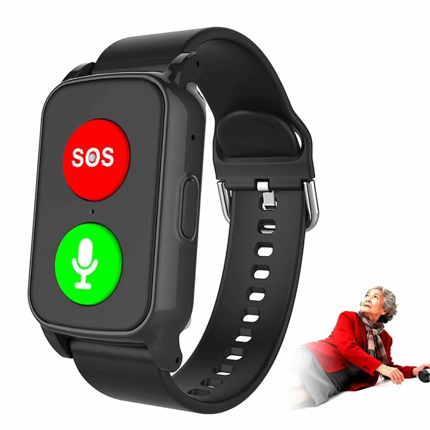 Inteligentny zegarek dla seniorów, lokalizator GPS z wykrywaniem upadku, wodoodporność IP67, dokładne pozycjonowanie do opieki nad osobami starszymi, urządzenie alarmowe