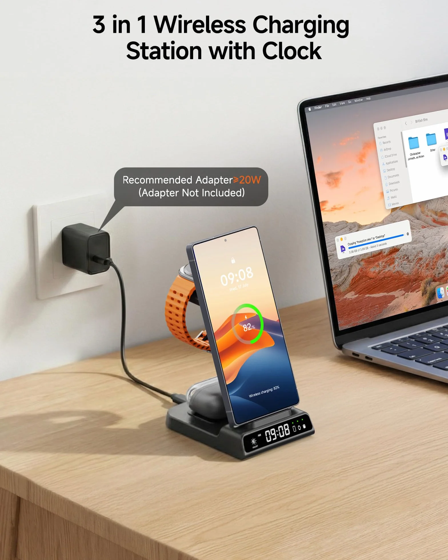 Bezprzewodowa ładowarka do Samsung Galaxy S24 Ultra/Z Flip 5/S23 Ultra/S23+, ładowarka do Galaxy Watch 6/6 Classic/5/4 i Buds 2/Pro