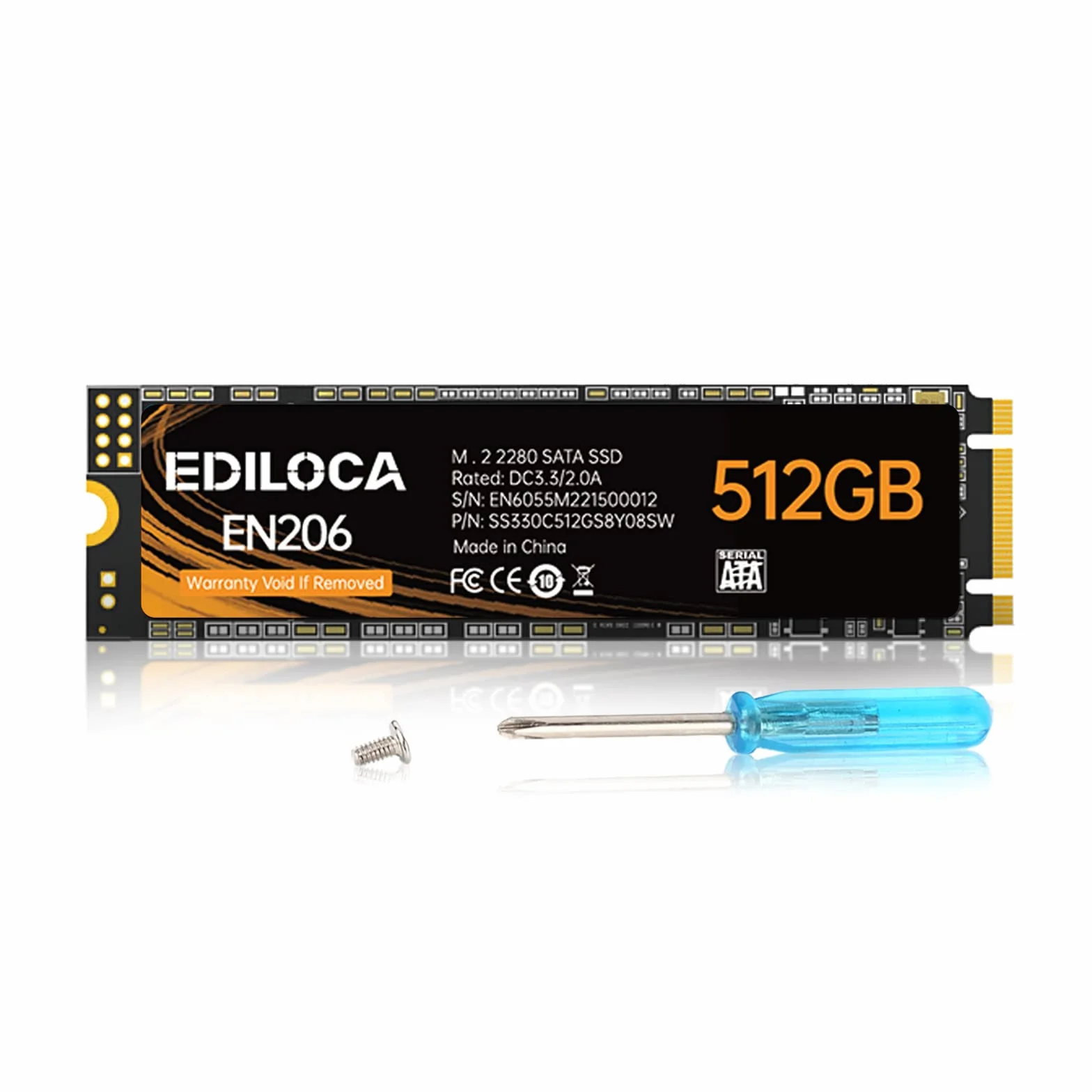 Ediloca EN206 512 GB 3D NAND TLC M.2 SSD, M.2 2280 SATA III 6 Gb/s SSD wewnętrzny dysk twardy, prędkość odczytu/zapisu do 550/460 MB/s, kompatybilny z ultrabookami, tabletami i mini komputerami