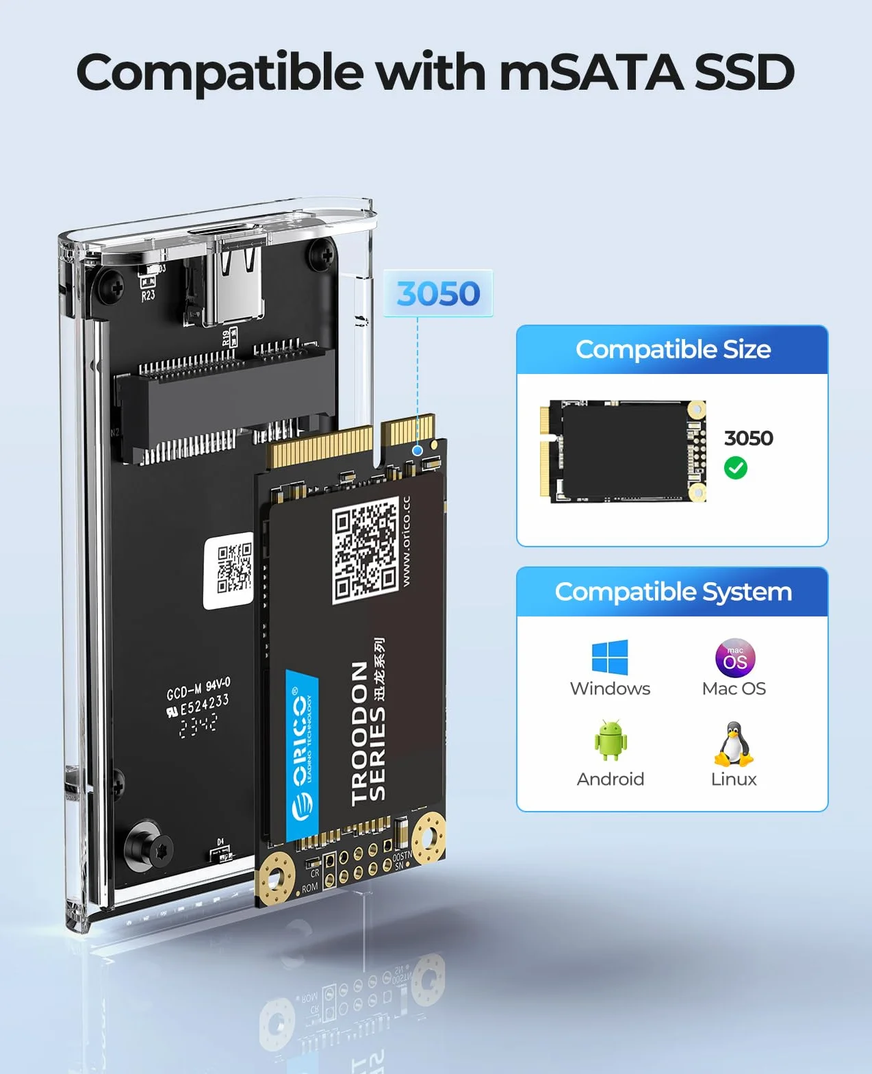 ORICO mSATA SSD adapter USB 3.0 5 Gbit/s beznarzędziowa obudowa 2 TB Max-TC10