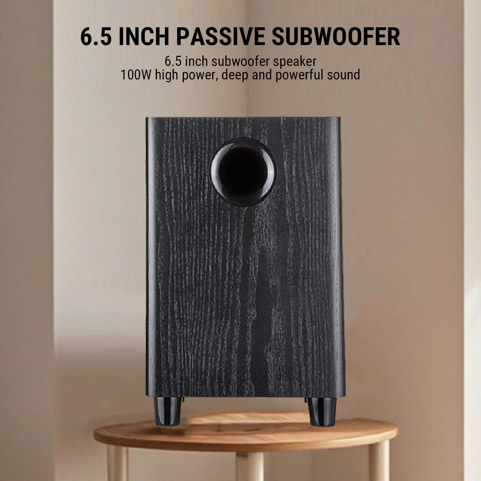 LICAEVEY Głośnik Niskotonowy o Mocy 100 W, 6,5-calowy Pasywny Przetwornik Basowy z obudową MDF, Funkcja Plug and Play do Kina Domowego i Systemów Audio na imprezę