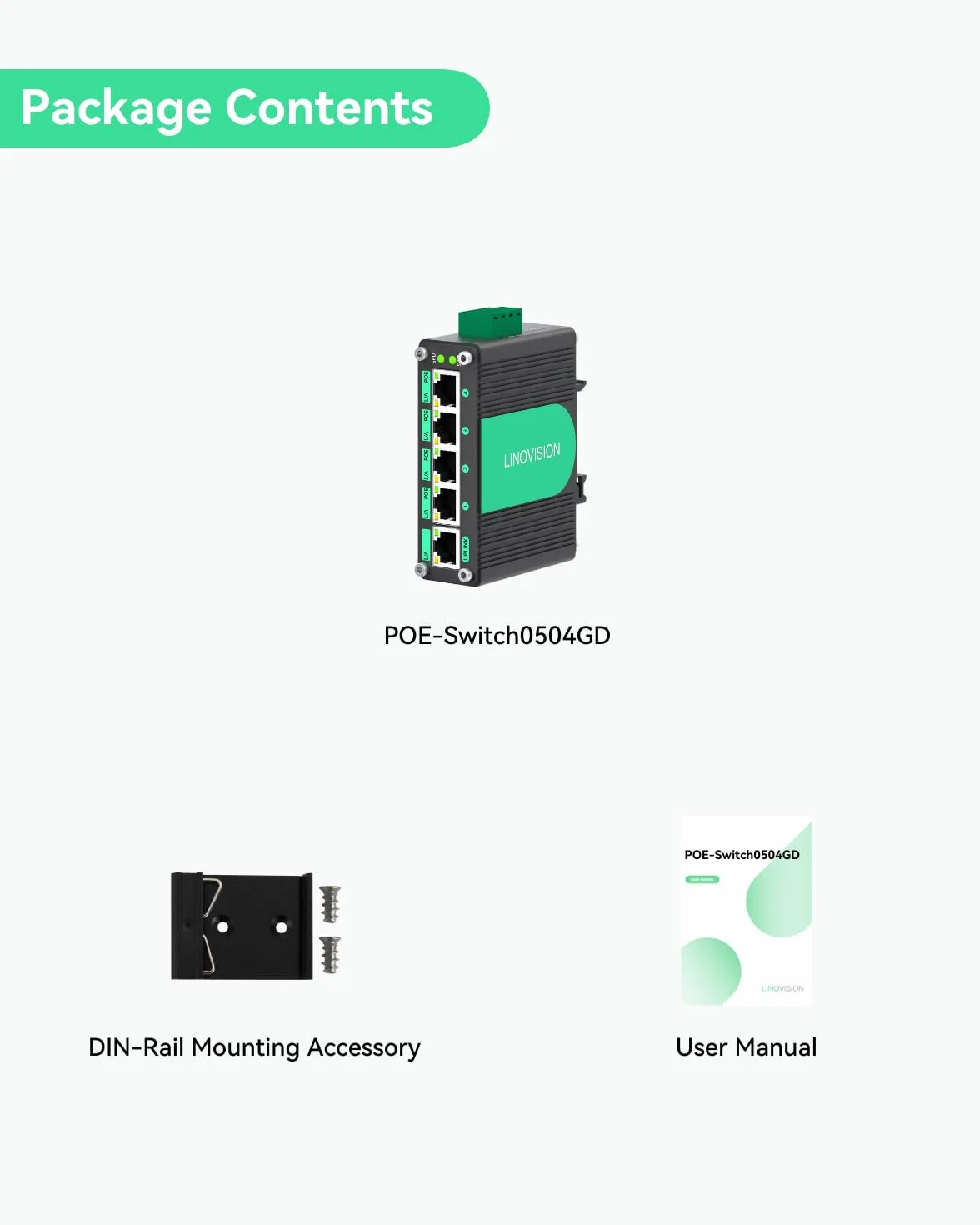 LINOVISION Gigabit Solarny Switch POE, 5 portów ze wzmacniaczem napięcia DC12V-48V do DC48V, przełącznik POE, 4 porty POE IEEE802.3af/at 30W @120W, IP40, Kompaktowy zasilacz POE