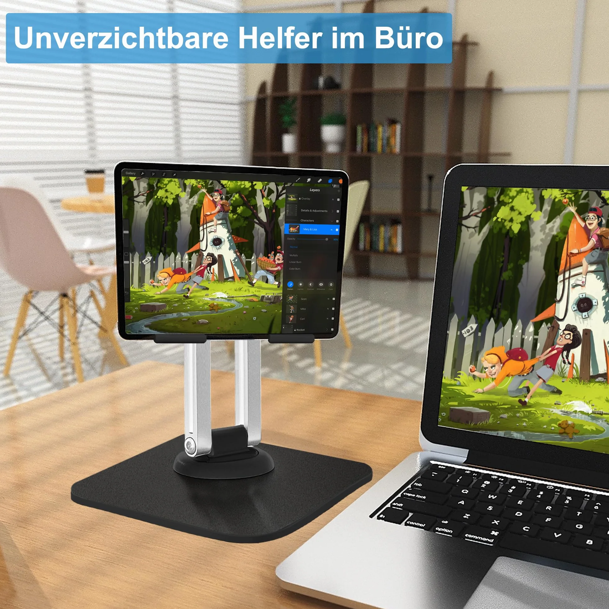 JOYIT Uchwyt na tablet, regulowany stojak na tablet, super stabilny stojak na iPada, uchwyt na tablet iPad Air Mini 7 Galaxy Pro 12,9 i wszystkich urządzeń o przekątnej ekranu 12,9" (4-12,9") (czarny)