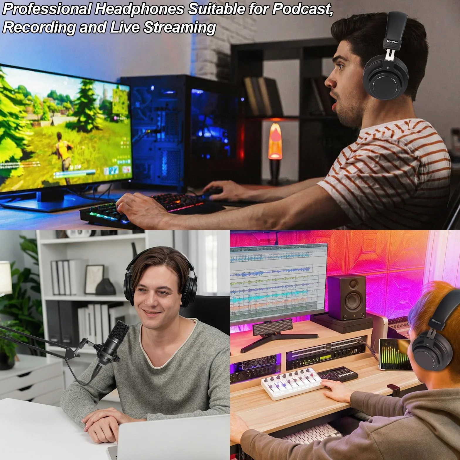 Profesjonalne słuchawki monitorowe, podcast, nagrywanie, transmisja na żywo, 3,5/6,5 mm, przewodowe słuchawki do interfejsu audio, nauszne, wygodne słuchawki stereo, napęd dźwięku 50 mm, lmpedancja 32