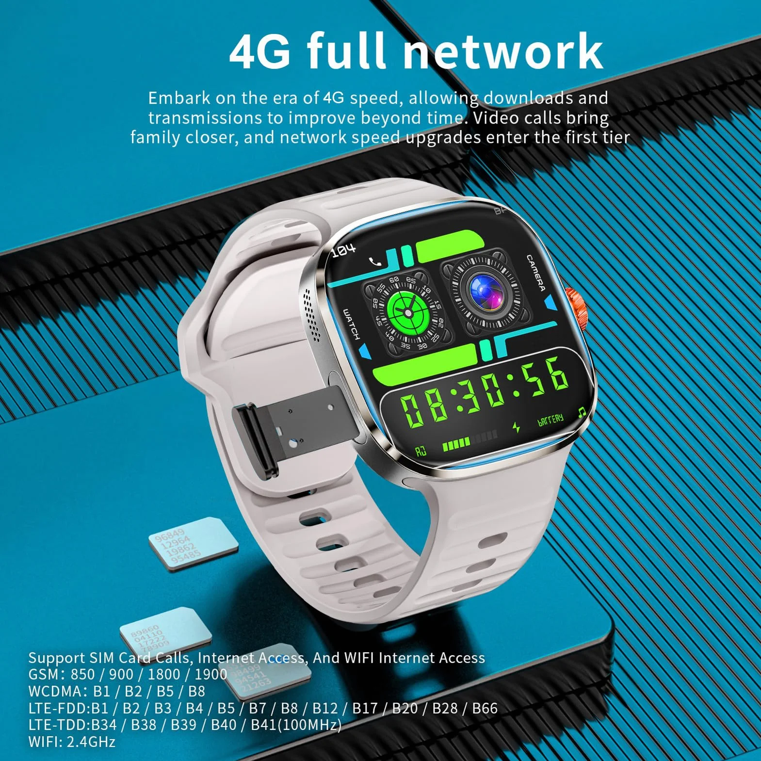 Monitorowanie Tętna Zegarek 4G Smart Watch z 2,16 -calowym Ekranem Dotykowym, Wi -Fi GPS BT Smartwatch, Tłumaczenie w Czasie Rzeczywistym AI, Niezależne Połączenie Telefoniczne (GOLD)