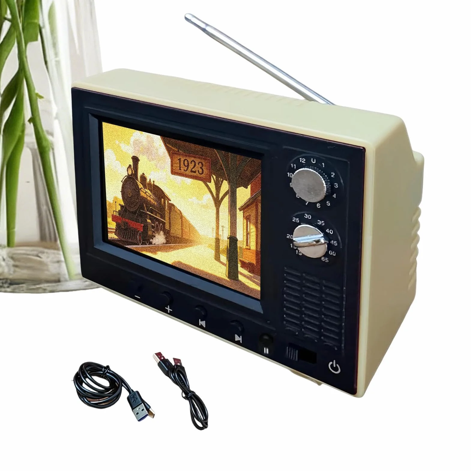 Kieszonkowy TV Małe Retro Zabawki Z Odtwarzaniem USB | Obsługa Słuchawek Telewizor Kieszonkowy Do Domu Salonu Sypialni Biura Akademika Przedpokoju Szafki Biurka Domku Dla Lalek