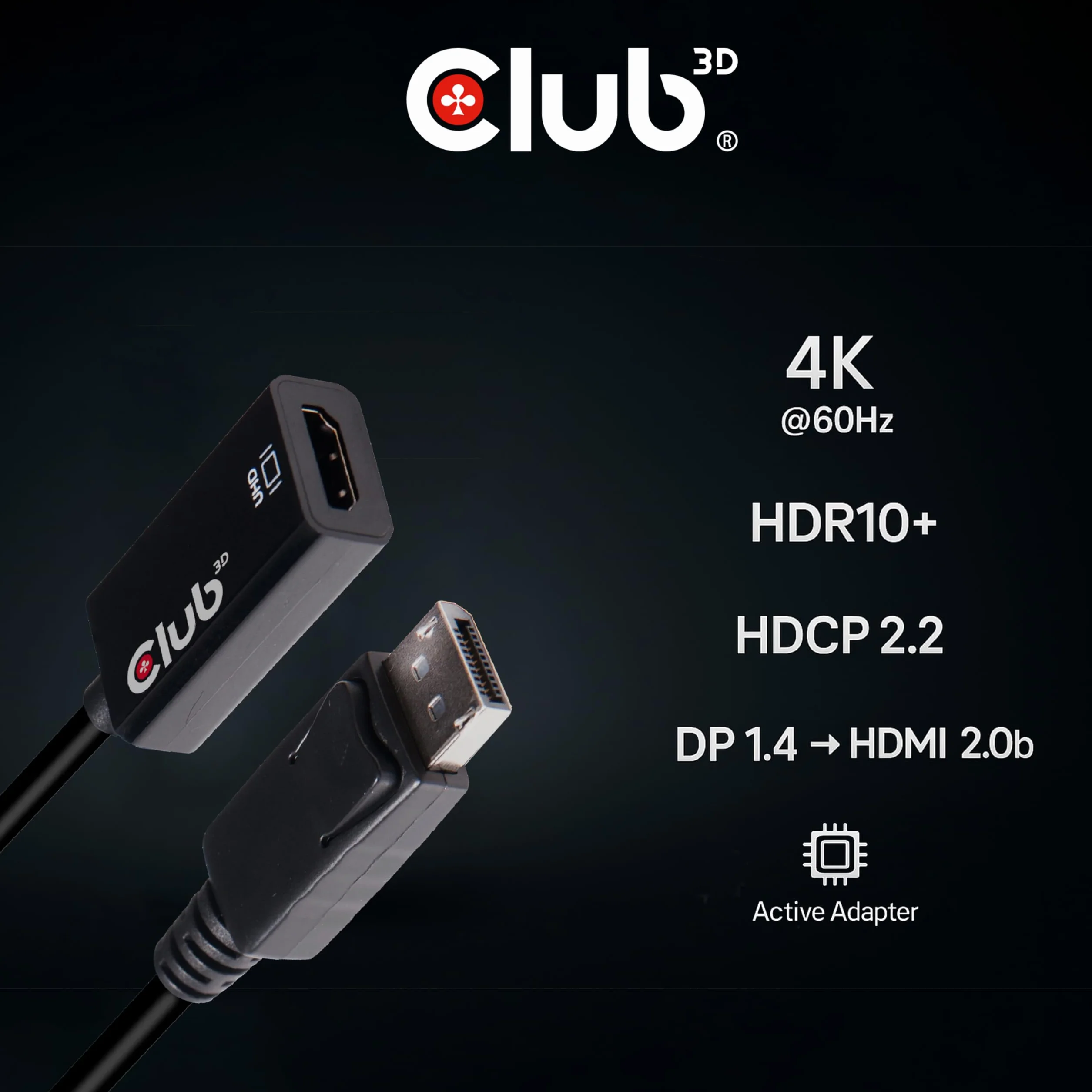 Club 3D CAC-1080 DisplayPort 1.4 na HDMI 2.0a HDR aktywny czarny