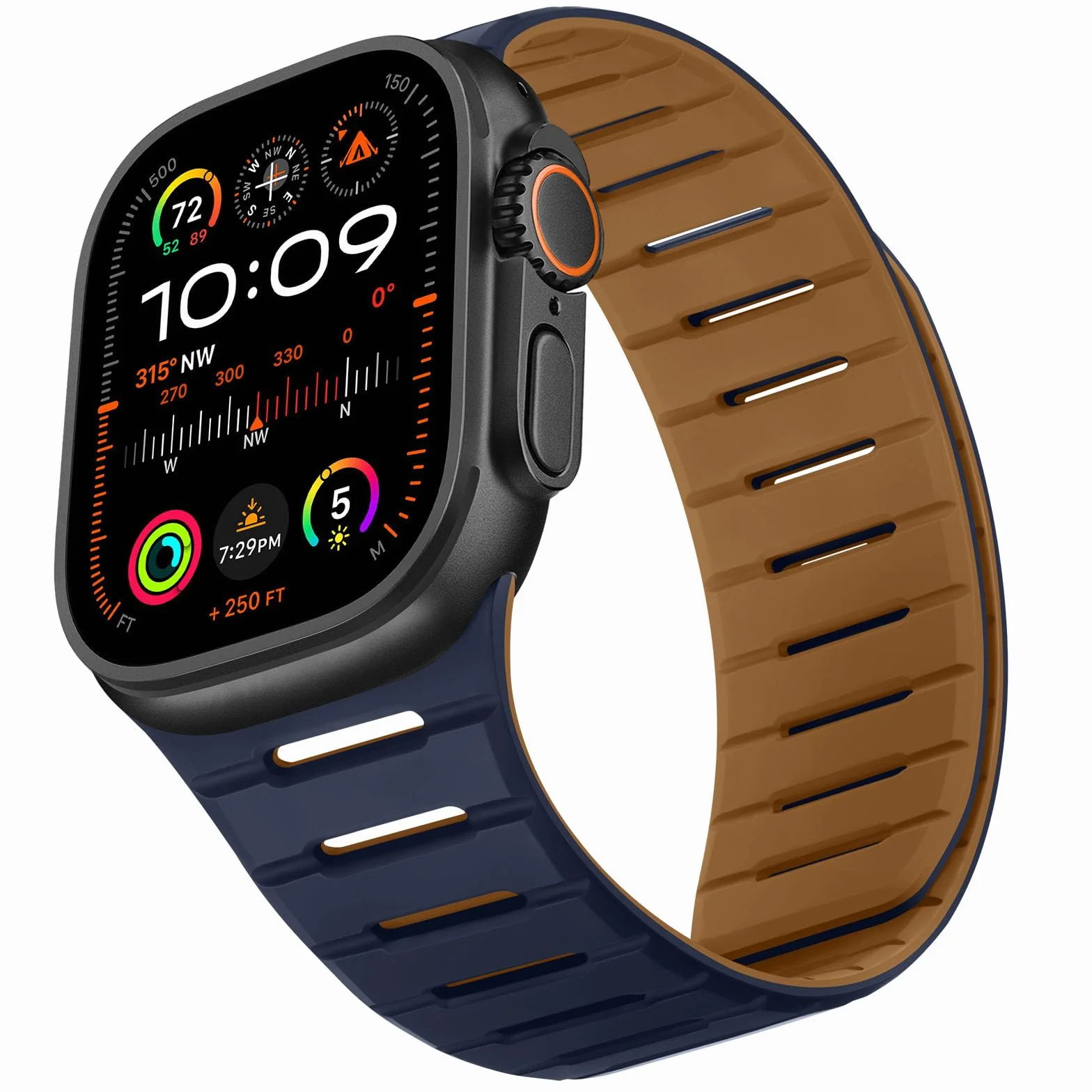 HITZEE Dwustronny dwustronny pasek magnetyczny kompatybilny z Apple Watch Band 49/46 (seria 10)/45/44/42 mm, oddychający, miękki pasek do iWatch Ultra 2 Series 10 9 8 7 SE 5 4 3 2 1