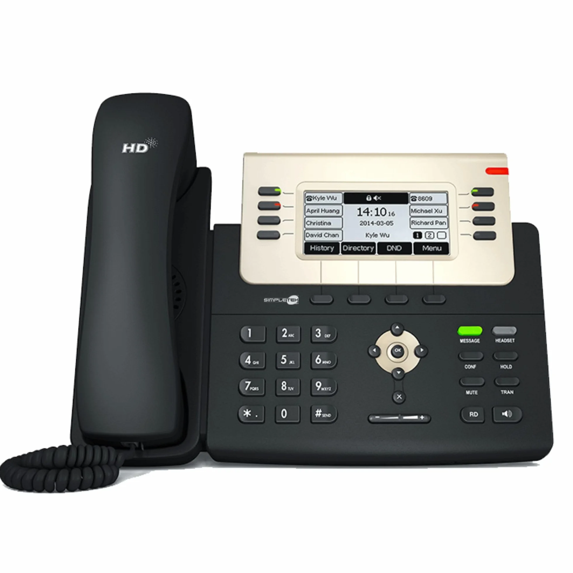 SIMPLETEK - Profesjonalny telefon IP VoIP PoE | 6 kont SIP | Audio HD, 2 x Gigabit Ethernet, podświetlany wyświetlacz (odnowiony)