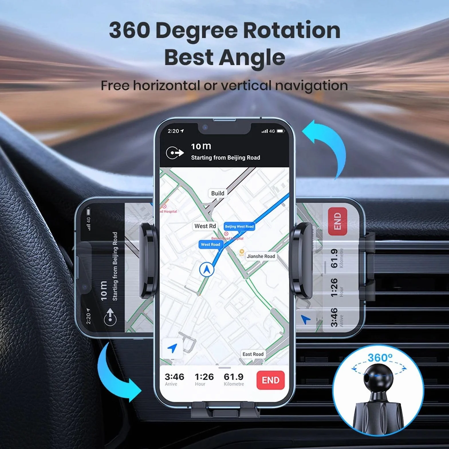 Uniwersalny uchwyt samochodowy Gravity Auto Uchwyt na telefon Samochodowy uchwyt na telefon komórkowy do montażu na odpowietrzniku powietrza, pasujący do wszystkich telefonów