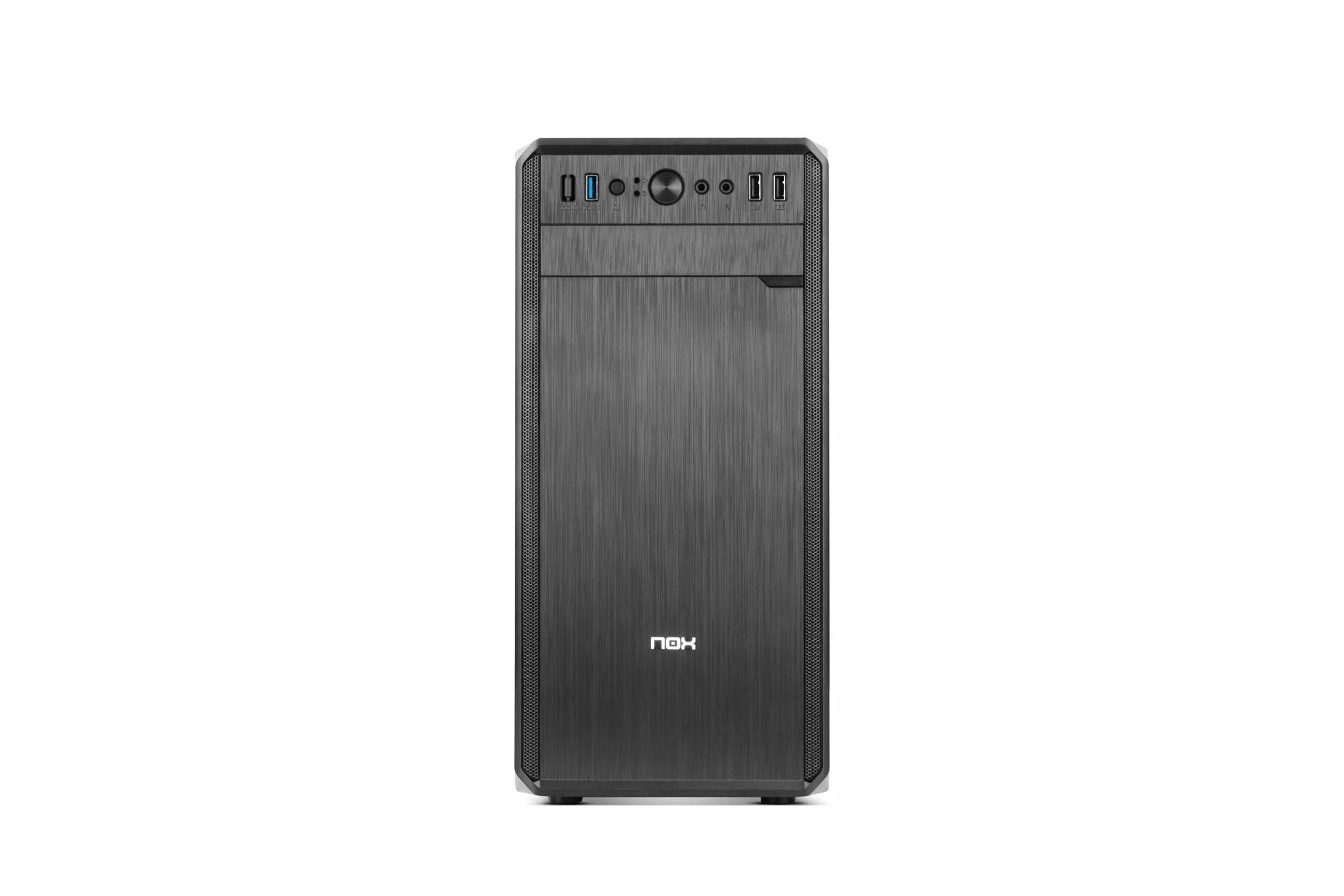 NOX LITE030 -NXLITE030 - obudowa PC, szczotkowana przód, fabrycznie zainstalowany zasilacz ATX 500 W, kompatybilny z płytami ATX, Micro ITX, czarny
