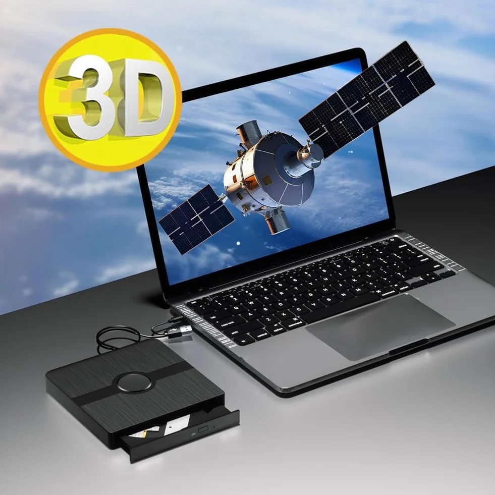 Zewnętrzny napęd Blu-Ray, odtwarzacz CD/DVD z funkcją odczytu/zapisu przenośny odtwarzacz Blu-Ray do laptopa PC Win10