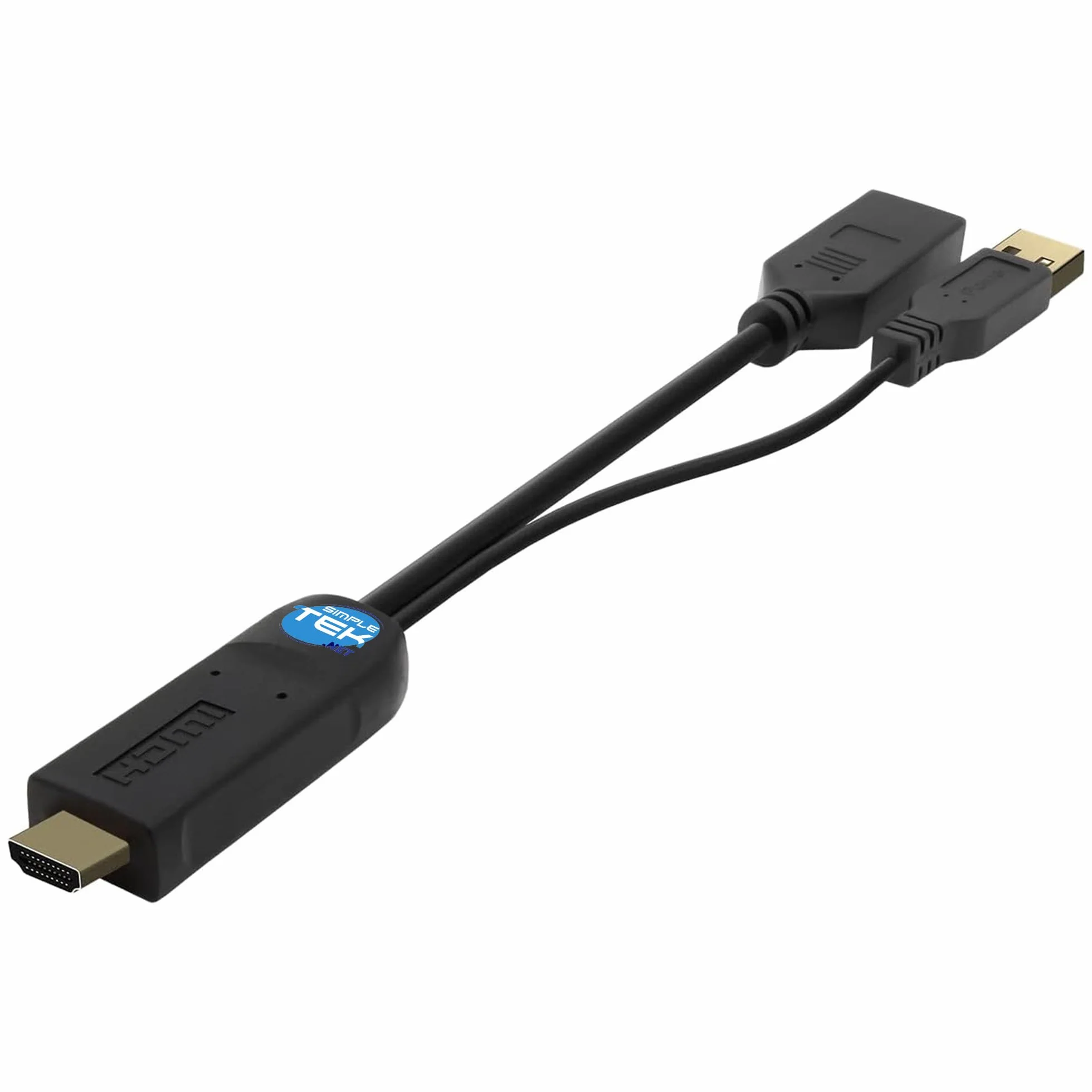 SIMPLETEK - Adapter aktywny HDMI męski na żeński DisplayPort z zasilaniem USB-A - obsługa 4K przy 30 Hz, dźwięk 7.1, 10 cm