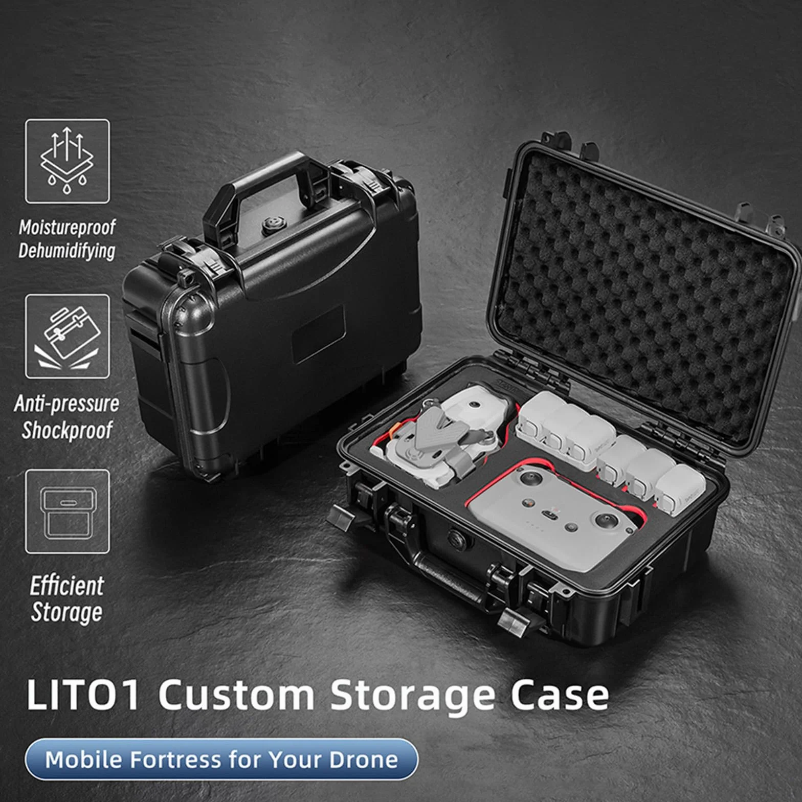 Twarde wodoodporne etui do drona DJI Lito 1, przenośne podróżne pudełko do przechowywania z paskiem na ramię, odporne na wstrząsy futerał ochronny do Fly More Combo RC-N3 kontroler baterie, akcesoria