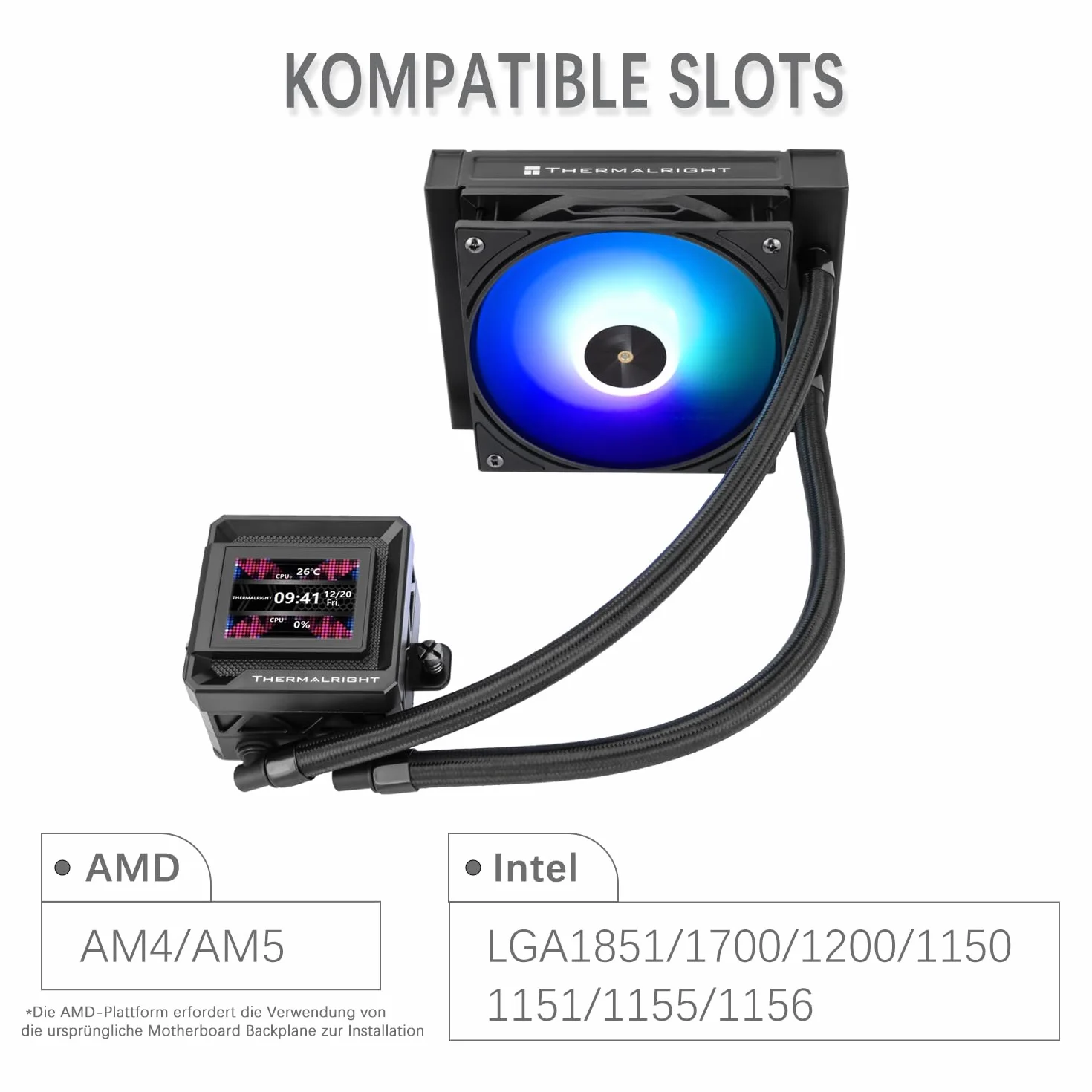 TR-Thermalright FW120 SE ARGB Black ciekły procesor chłodzący procesor, 2-calowy wyświetlacz LCD IPS o rozdzielczości 320 x 240 (magnetyczny), ekran DIY, 120 mm Aio, do AM4/AM5, Intel LGA1851/1700