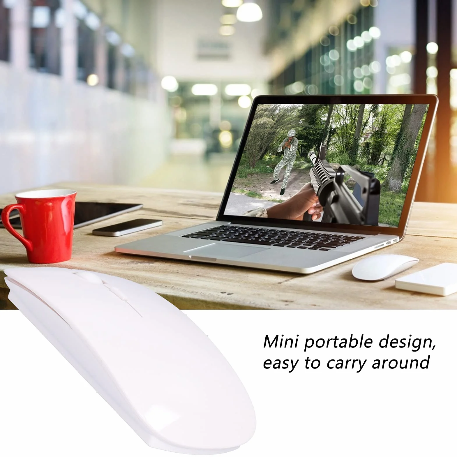 Przenośna mysz bezprzewodowa ADITAM, smukła mysz Bluetooth, technologia pozycjonowania optycznego, mysz ergonomiczna, do notebooków, komputerów stacjonarnych, gier, biura(czarny) Double the comfort