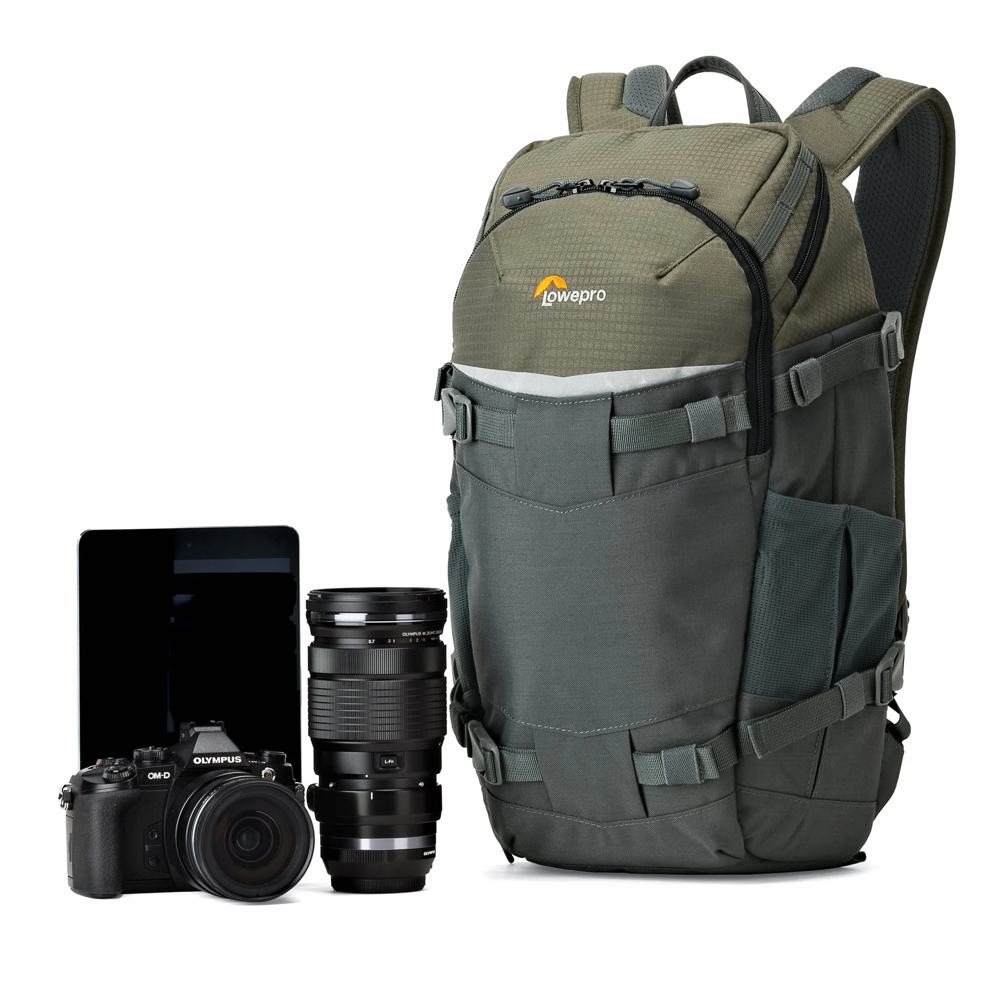 Lowepro LP37014-PWW, Flipside Trek BP 250 AW plecak na aparat z systemem zawieszenia ActiveZone, przegródka na tablet, szary/ciemnozielony