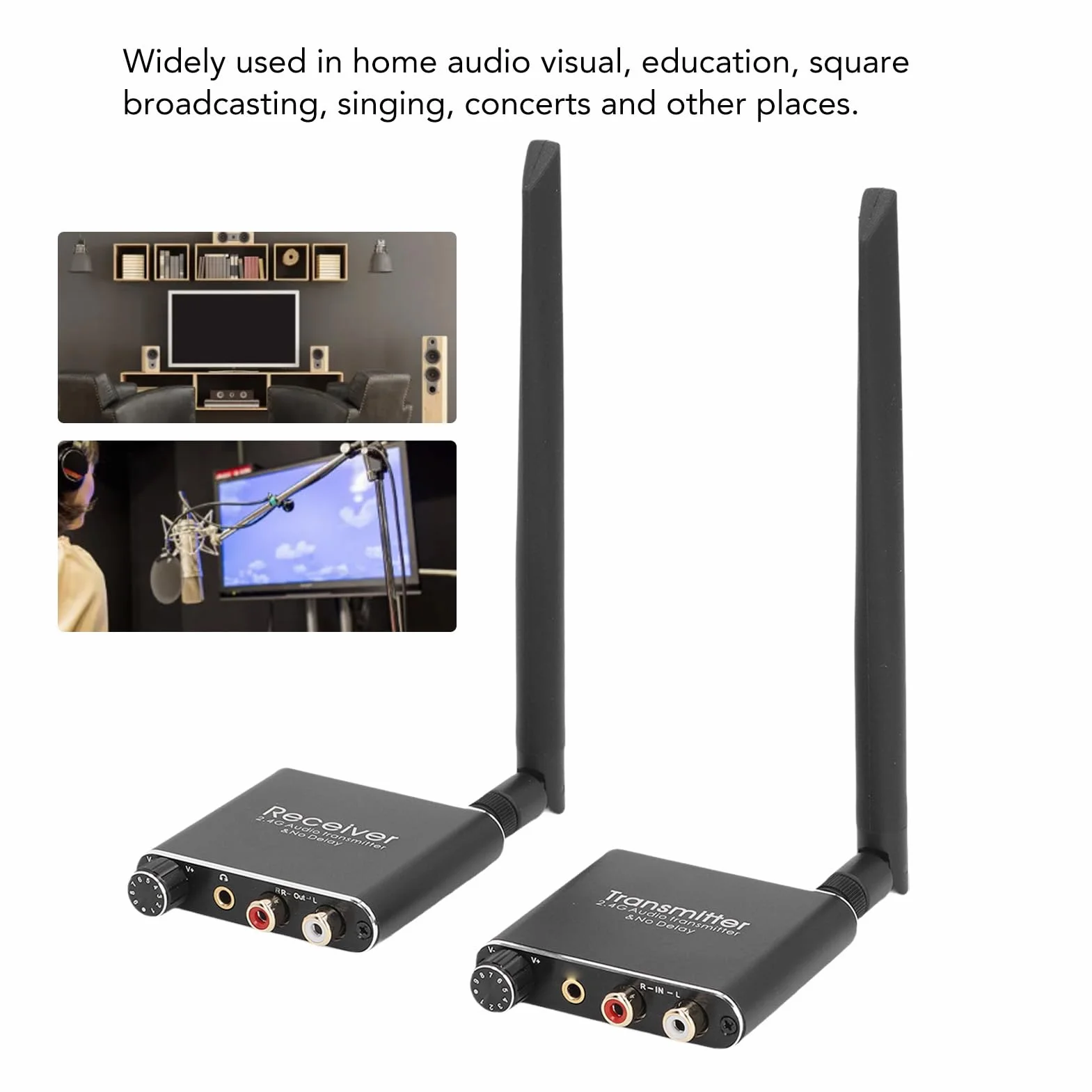 Bezprzewodowy Nadajnik-odbiornik Audio 2,4G, Bezprzewodowy Adapter Golvery, Wyjście Wejściowe3,5 Mm, Zestaw Nadajnika i OdbiornikaDalekiego Zasięgu, Krótki Czas Oczekiwania