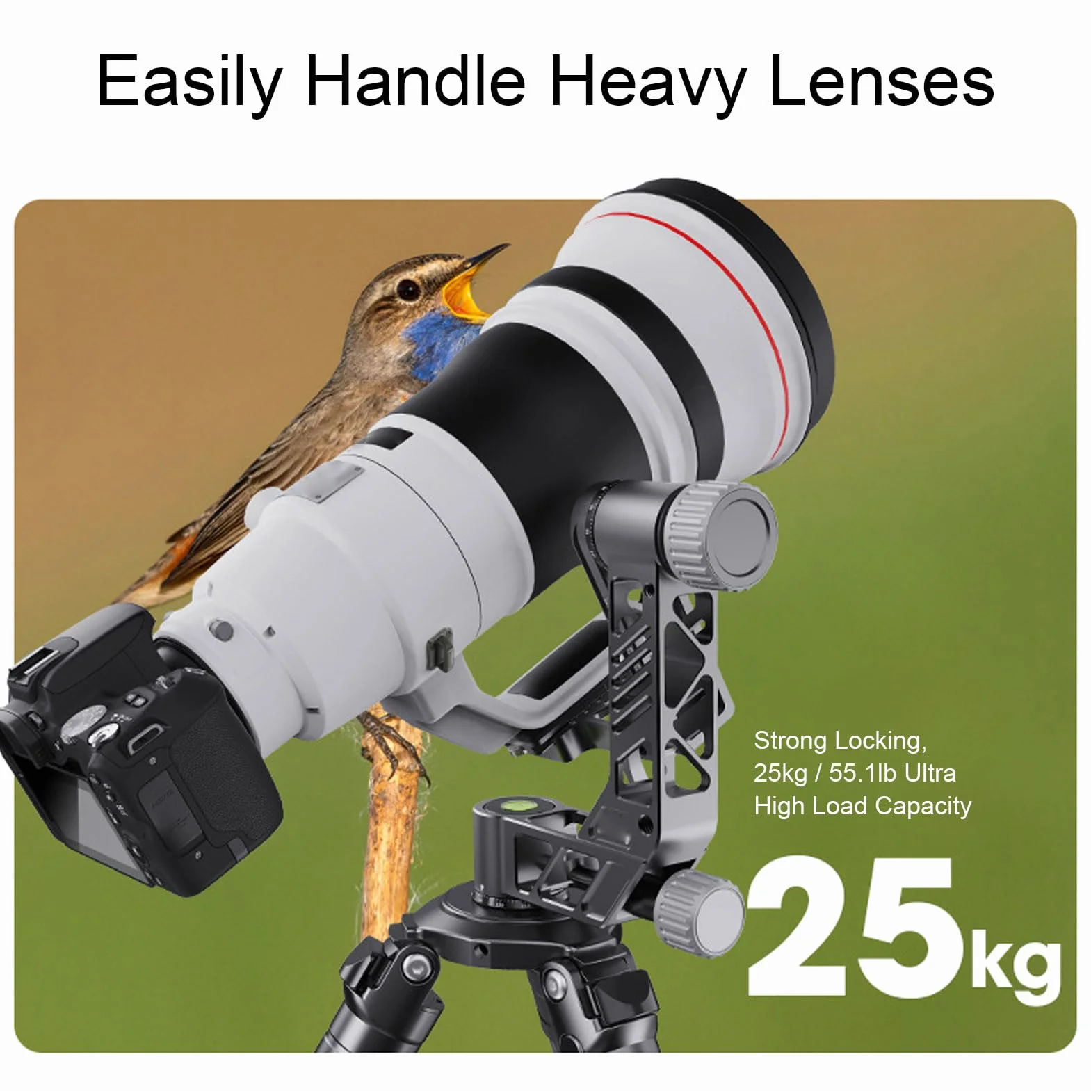 Naroote Głowica Statywu do Lustrzanki Cyfrowej, Panoramiczny Stabilizator Statywu 360 Stopni, Wytrzymała Płyta ze Stopu Aluminium o Udźwigu 55,1 Funta z Zatrzaskami Quick Flip, Wszechstronna