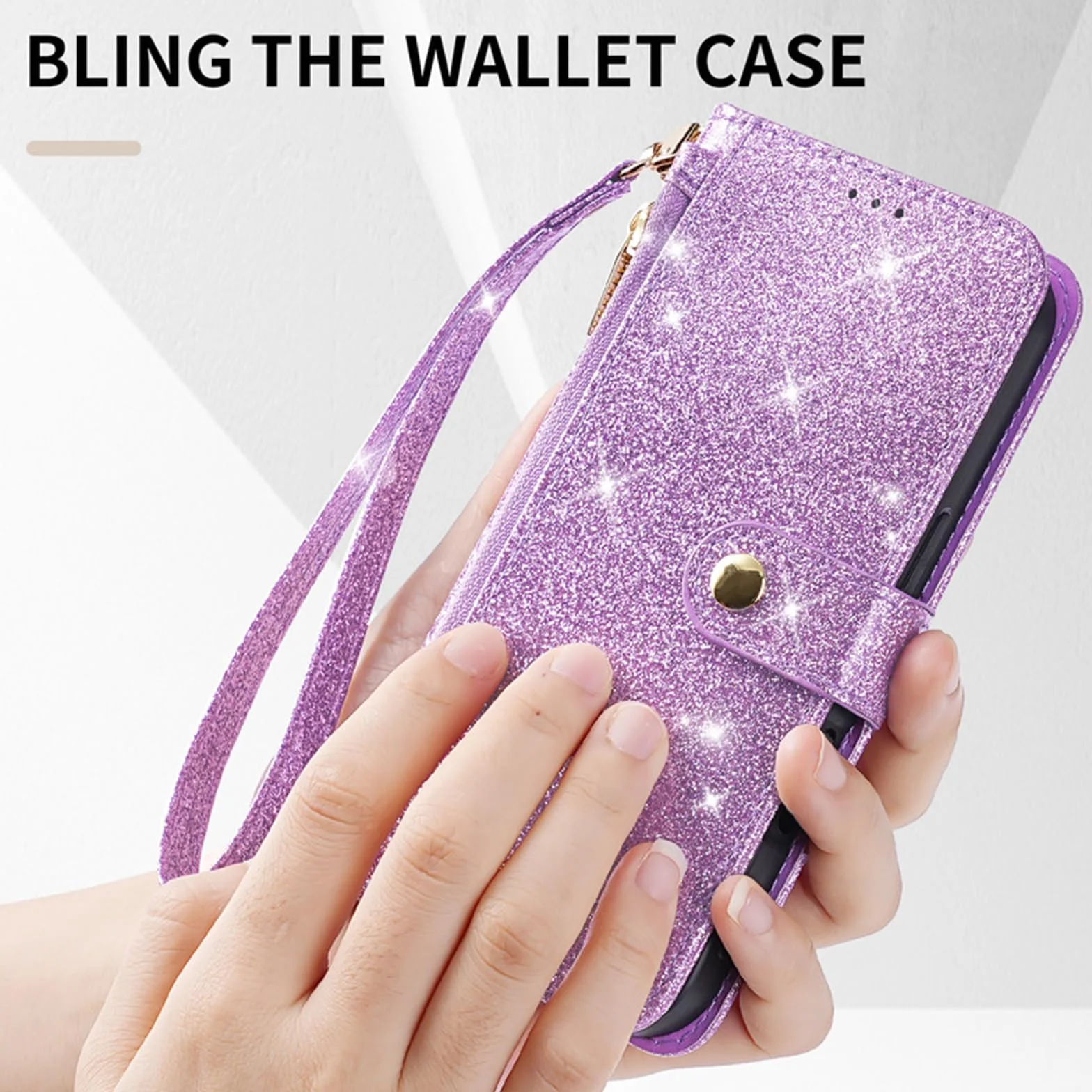 Etui z klapką do iPhone 17 Pro Max/17 Pro/17 Air/17, luksusowy brokat skórzany pokrowiec na portfel z kieszeniami na karty, różowy, 17 ProMax