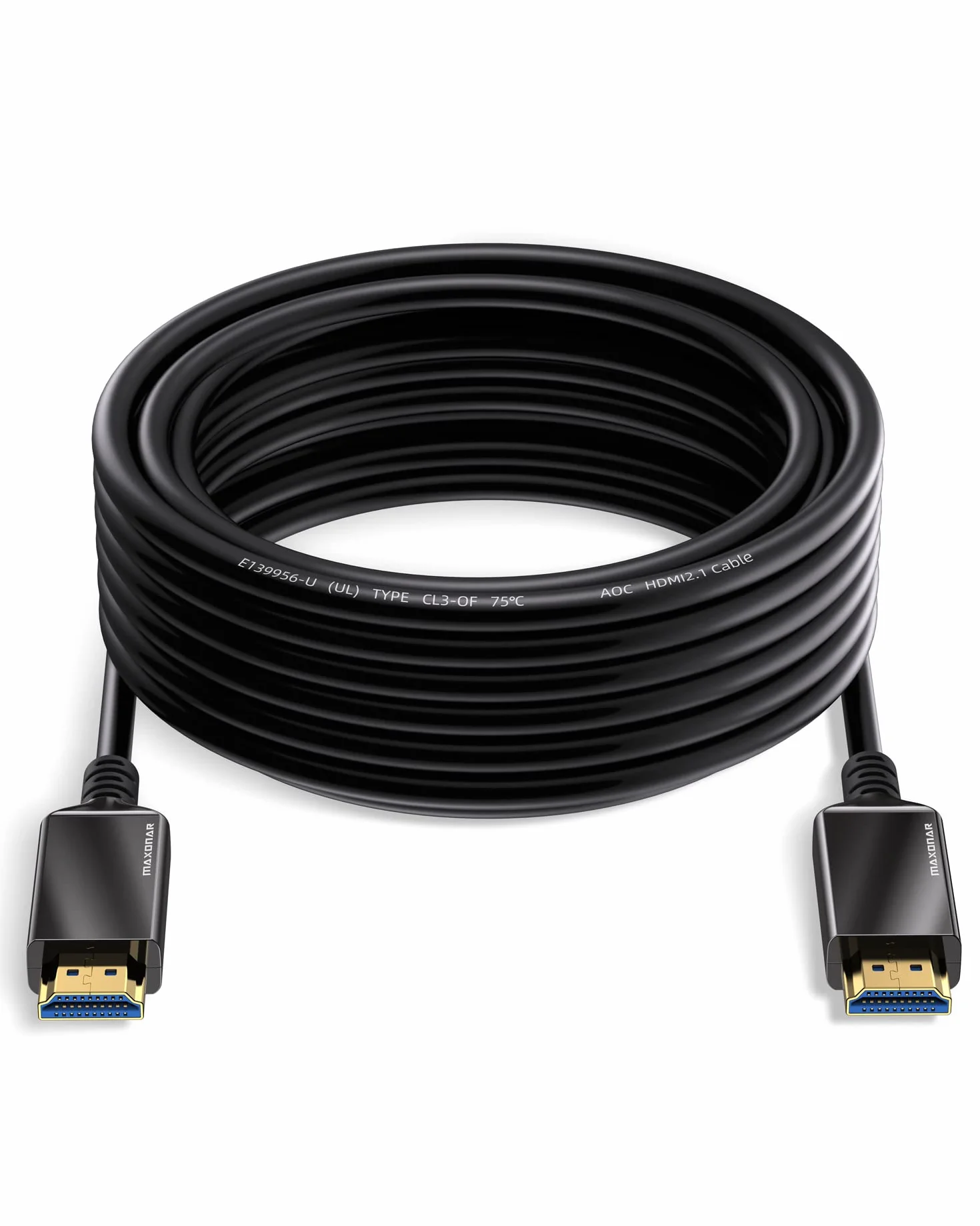 Maxonar kabel światłowodowy HDMI 8K 15M [Certyfikowany] Ultra szybki kabel HDMI® 8K60 4K120 144Hz 48Gbps CL3 HDCP 2.2 i 2.3 eARC HDR Dolby do PS5/Xbox Series X/Apple TV 4K, Roku TV