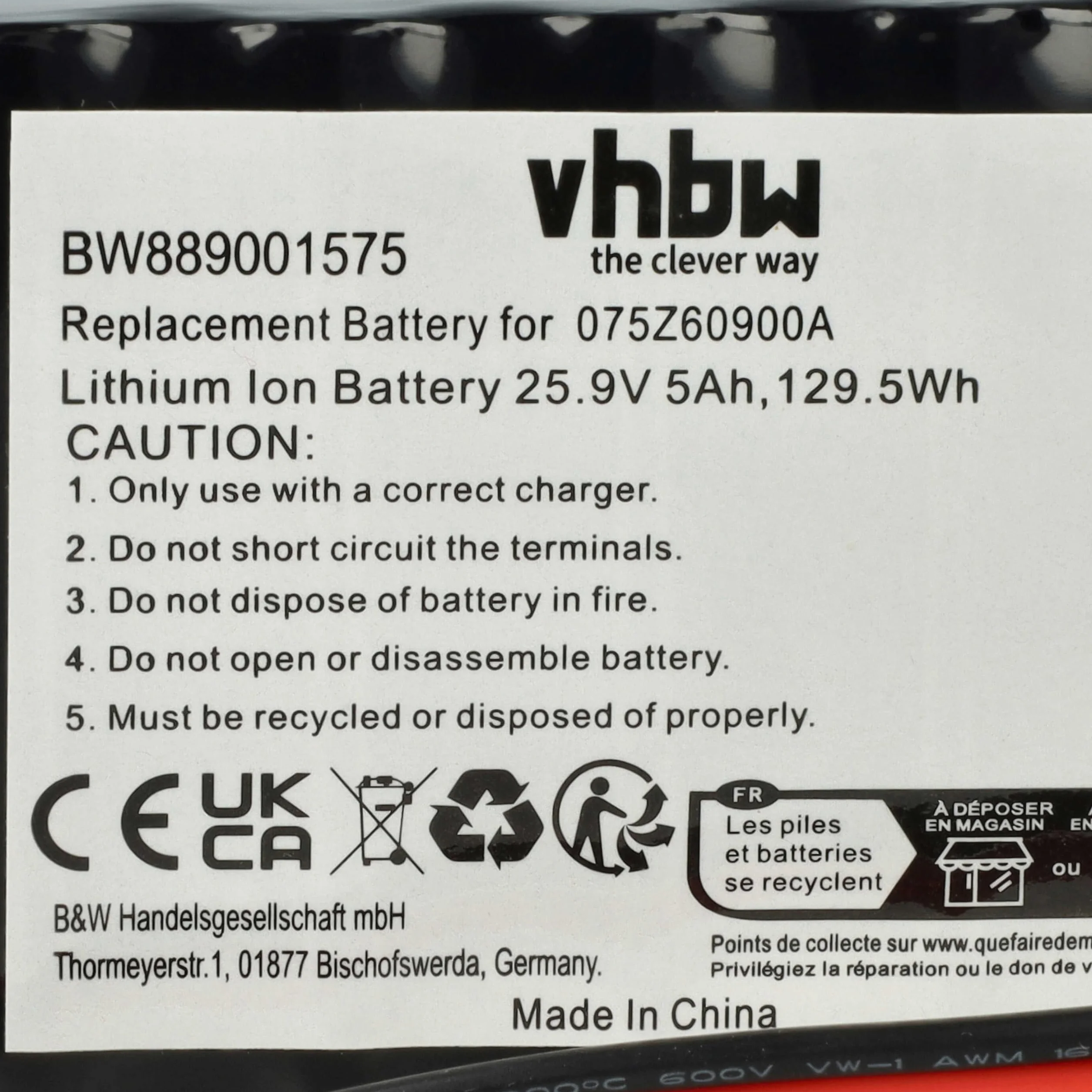 vhbw Akumulator zamienny do kosiarki 5000 mAh 25,9 V litowo-jonowy 050Z38600A 075Z60900A