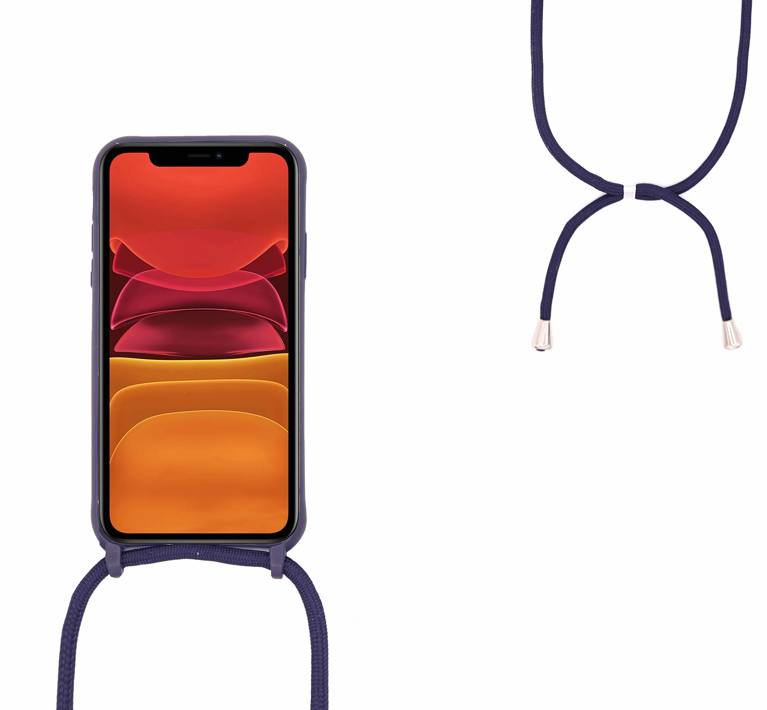 Etui na telefon komórkowy, kompatybilne z iPhone’em 11, bumper, silikonowe etui ochronne z tworzywa TPU, ze sznurkiem na szyję, do iPhone’a 11, czarne
