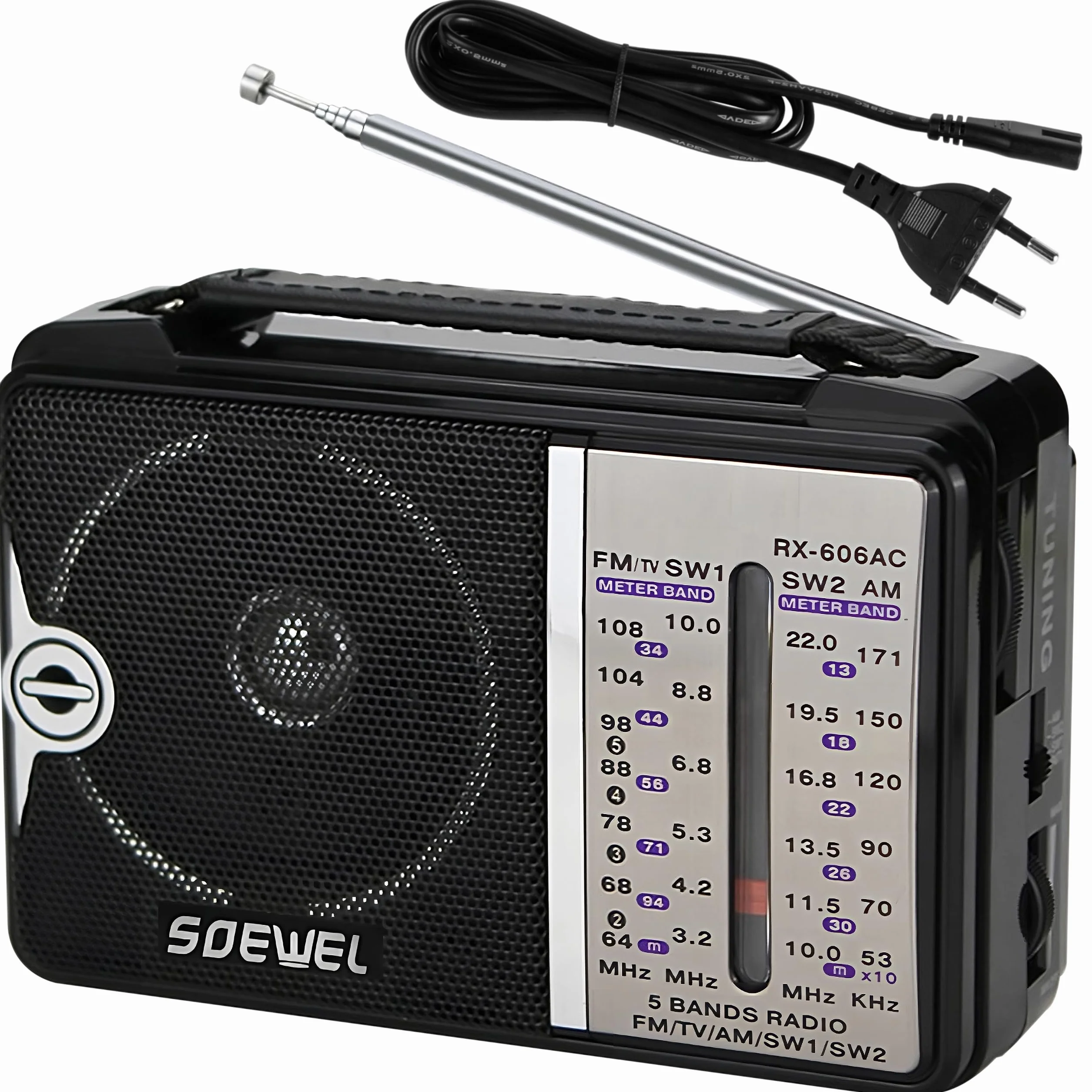 Retoo Radio retro vintage, małe i przenośne radio AM/FM/SW – mini radio kuchenne z baterią lub kablem, wysoka głośność, radio stołowe dla seniorów, kompaktowe radio małe