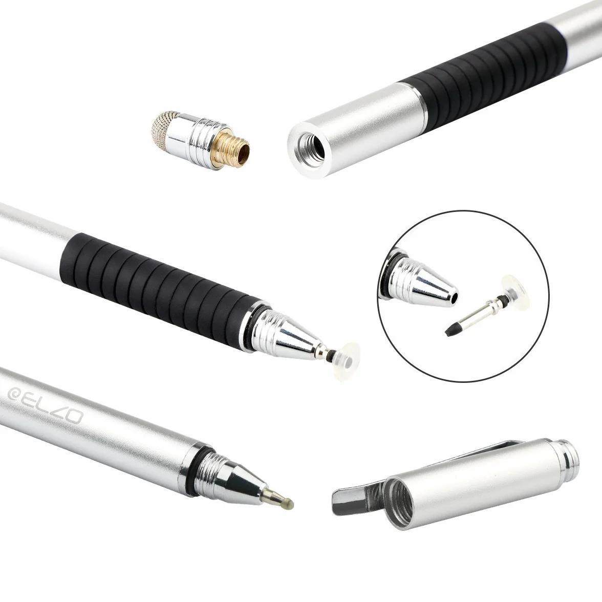 ELZO Rysik do tabletu, 2 sztuki, 3 w 1, do wszystkich telefonów komórkowych/tabletów, iPhone, iPad, Samsung Galaxy, Surface, Lenovo, Huawei, Xiaomi, Chromebook, Android iOS itp