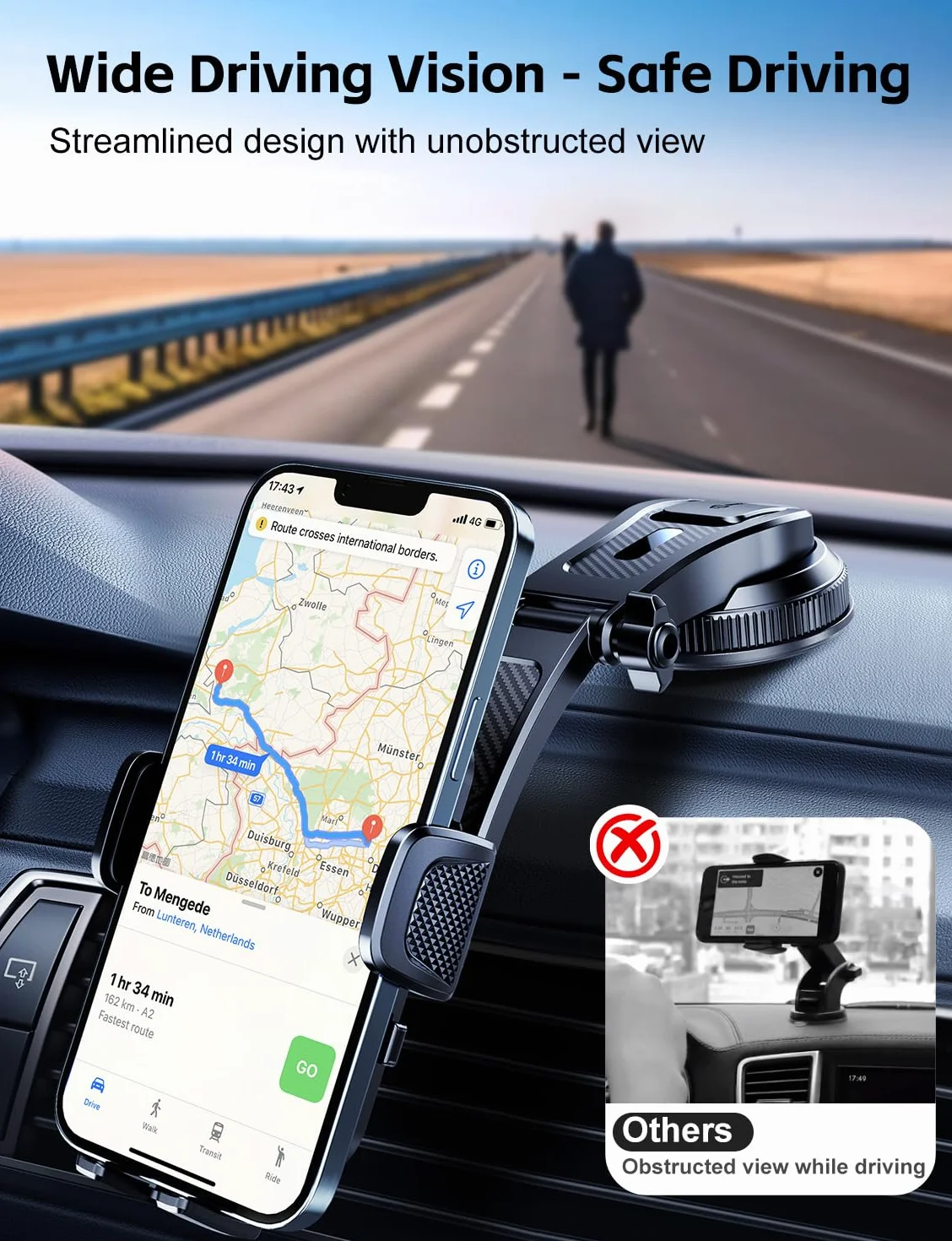 Uchwyt samochodowy na telefon z przyssawką do deski rozdzielczej i szyby