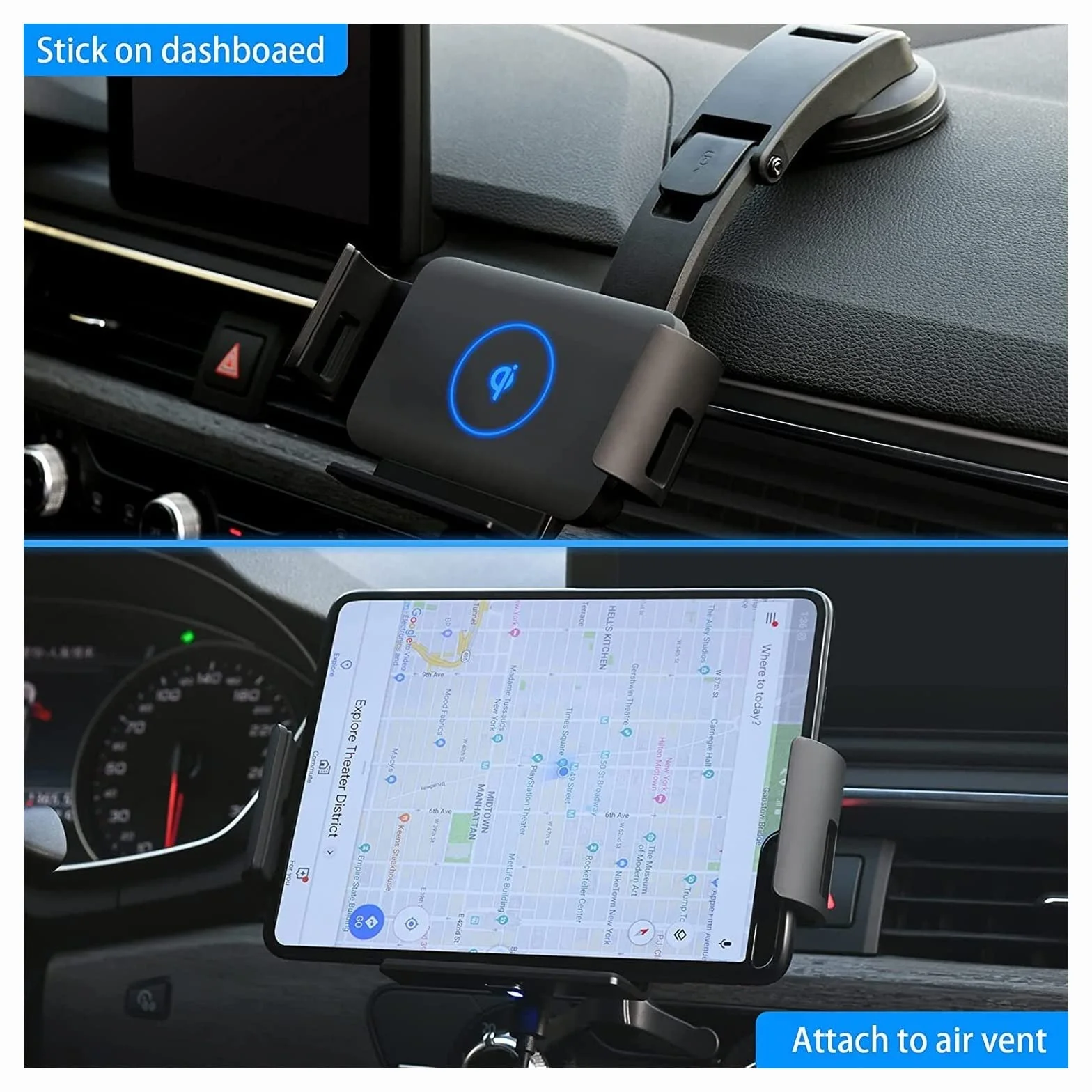 Ładowarka bezprzewodowa, Bezprzewodowa ładowarka samochodowa Składany ekran 15W Szybka ładowarka do telefonu Uchwyt do telefonu(S2 With Car Charger)