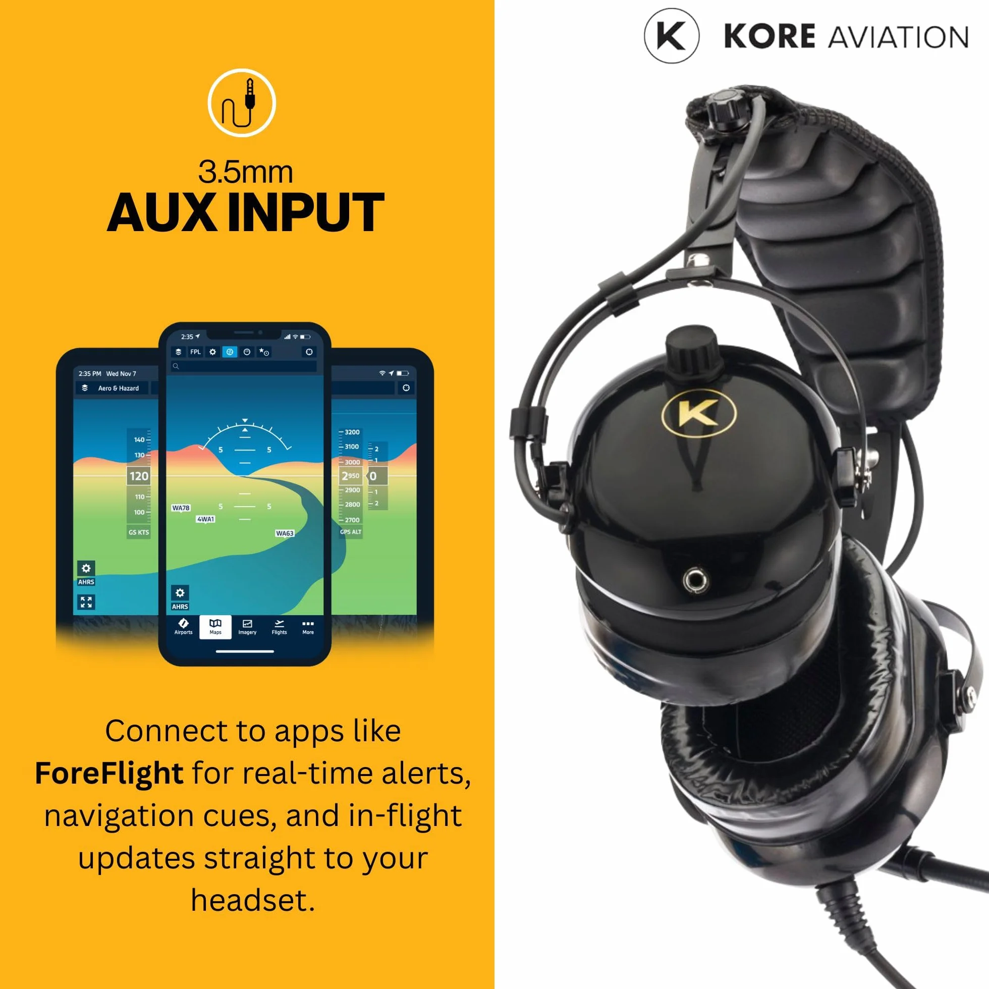 KA-1 General Aviation Headset for Pilots - Mono i Stereo Comp., pasywny hałas czerwony, mikrofon z redukcją szumów, żelowe uszczelki uszne, opaska na głowę i torba
