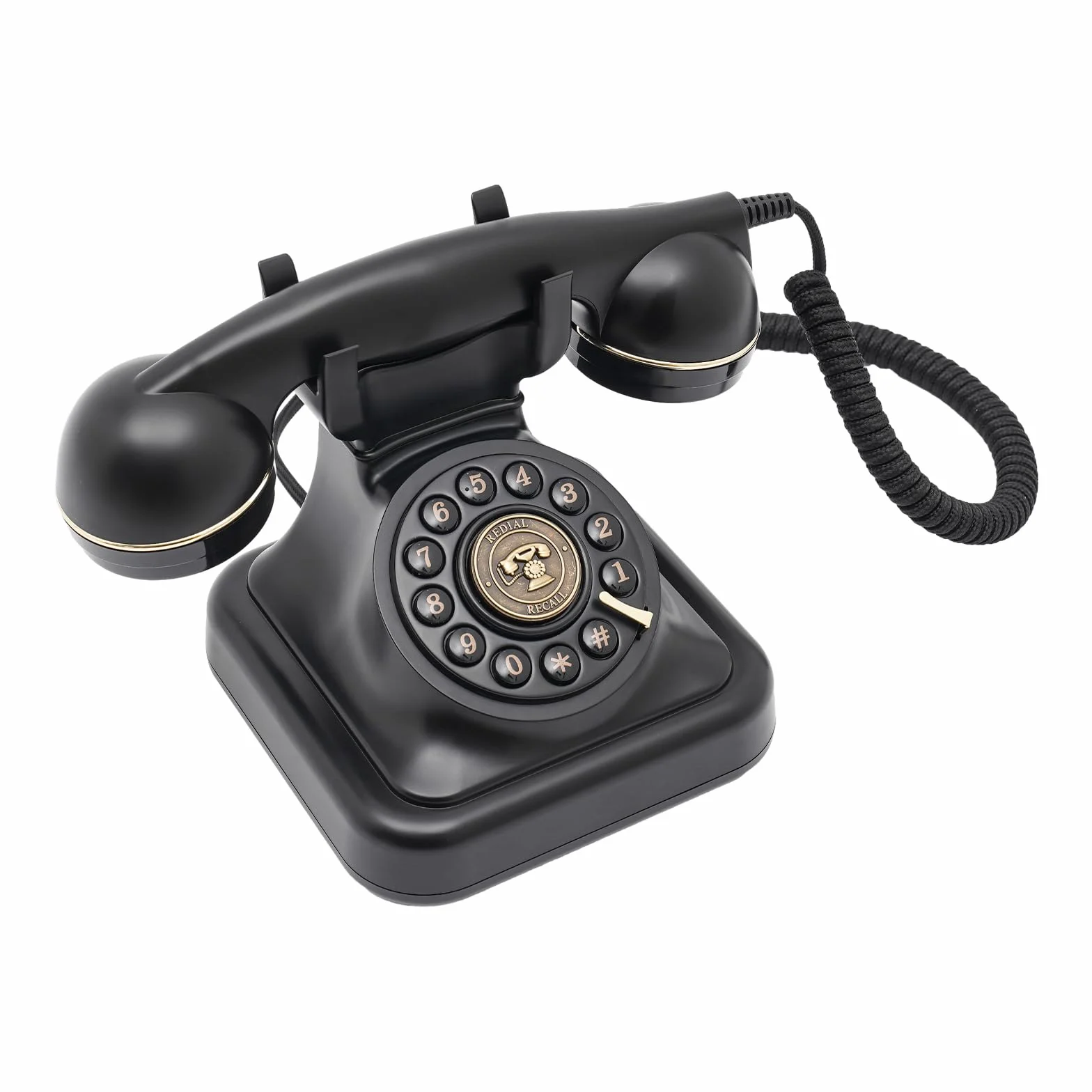 Vintage Retro Telefon Przewodowy Telefon do salonu, Sypialni, Biura Czarny