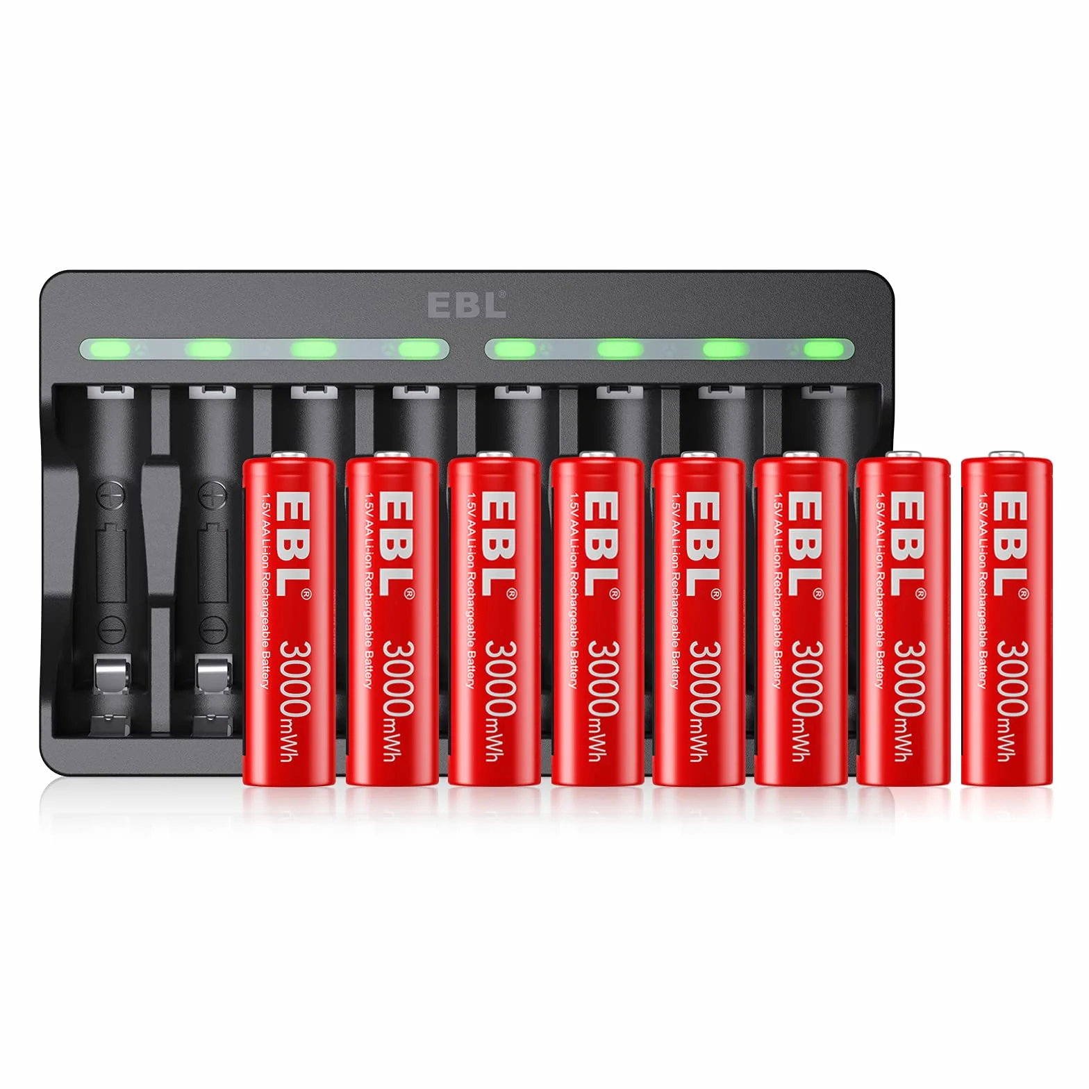EBL Pakiet baterii AA 3000 mAh 1.5 V z ładowarką M7012 LED Micro USB