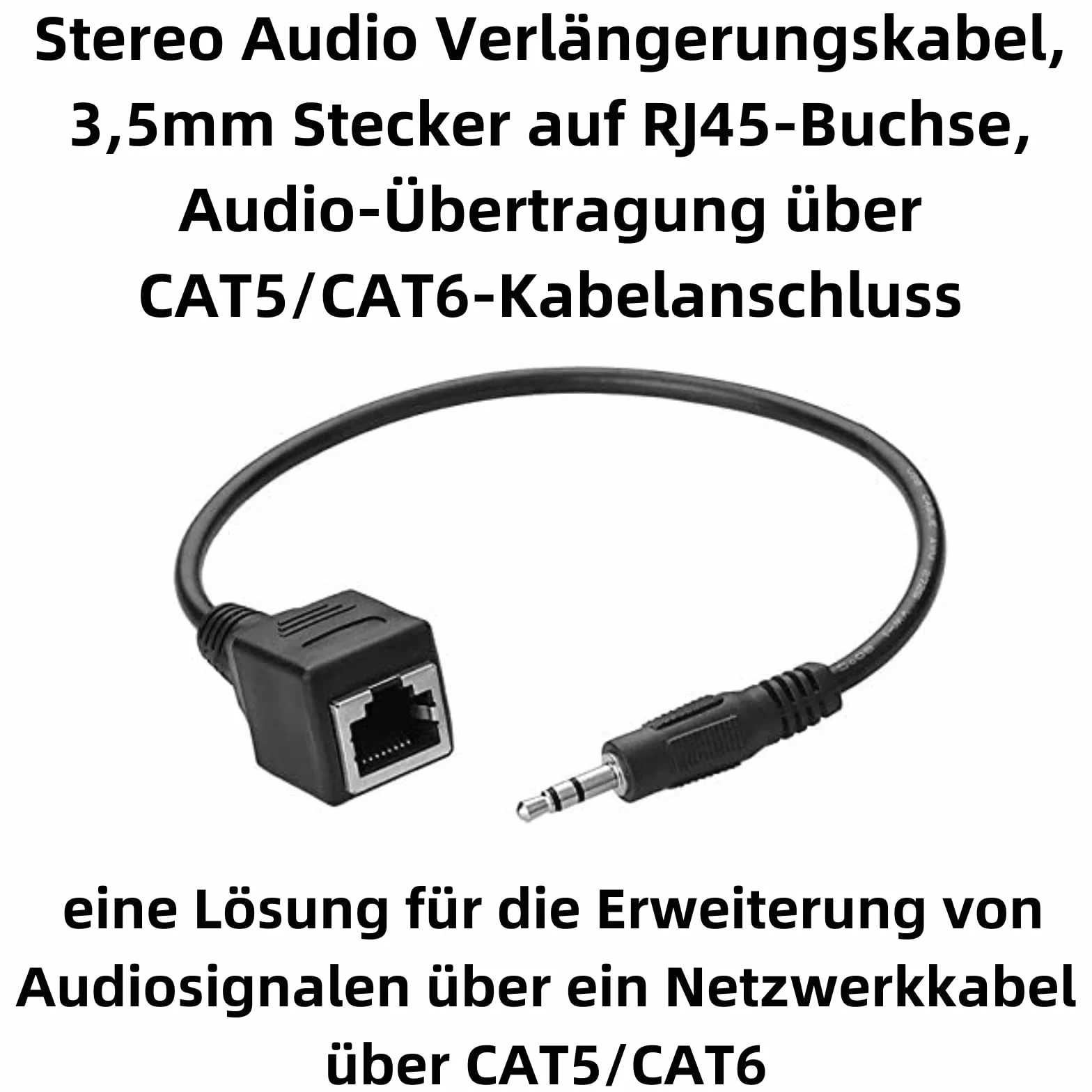 F59 3,5 mm TRS wtyczka jack na gniazdo RJ45 adapter audio pasywny 30 cm
